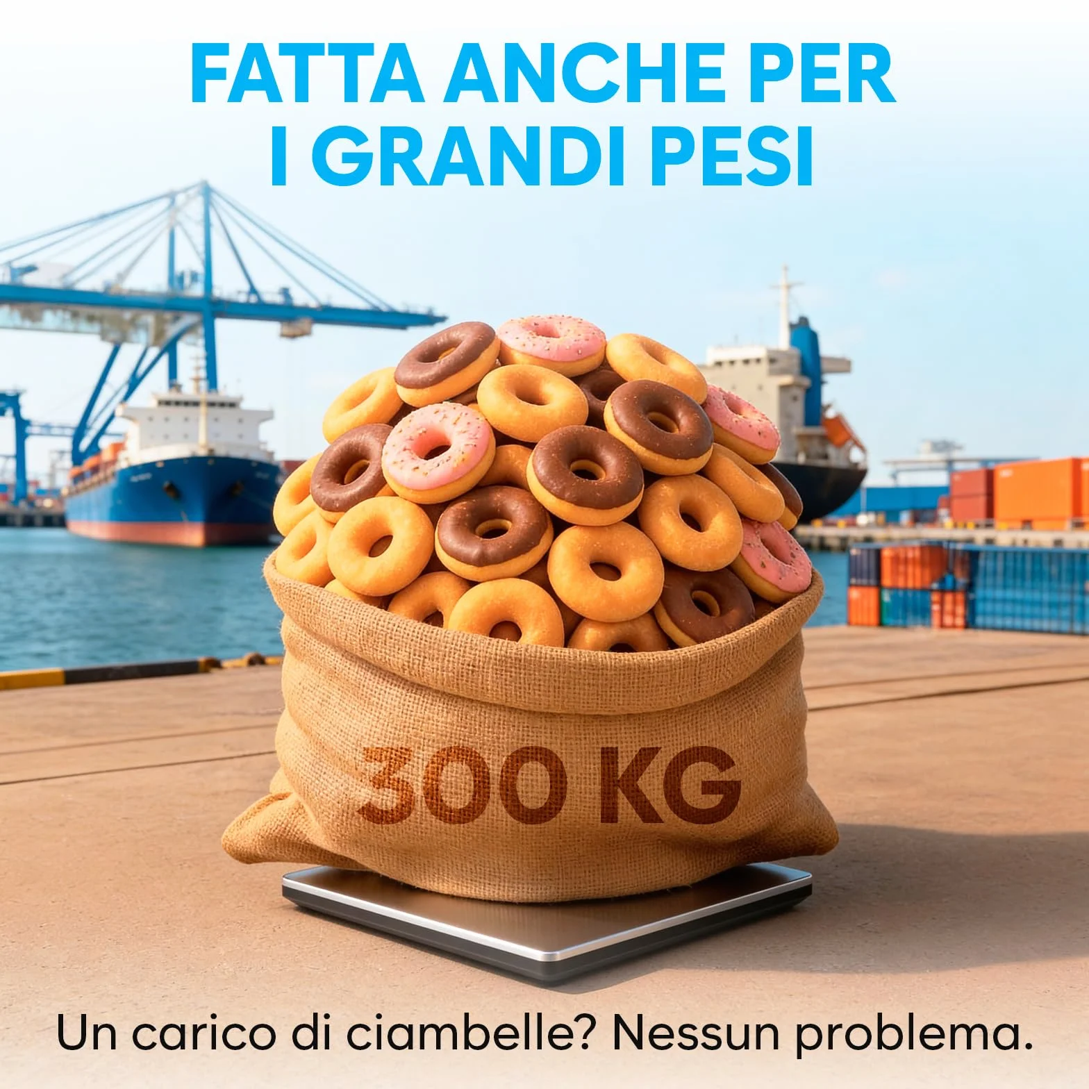 Bilancia Professionale 300 kg Alta Precisione con Funzione Hold/Tara Argento