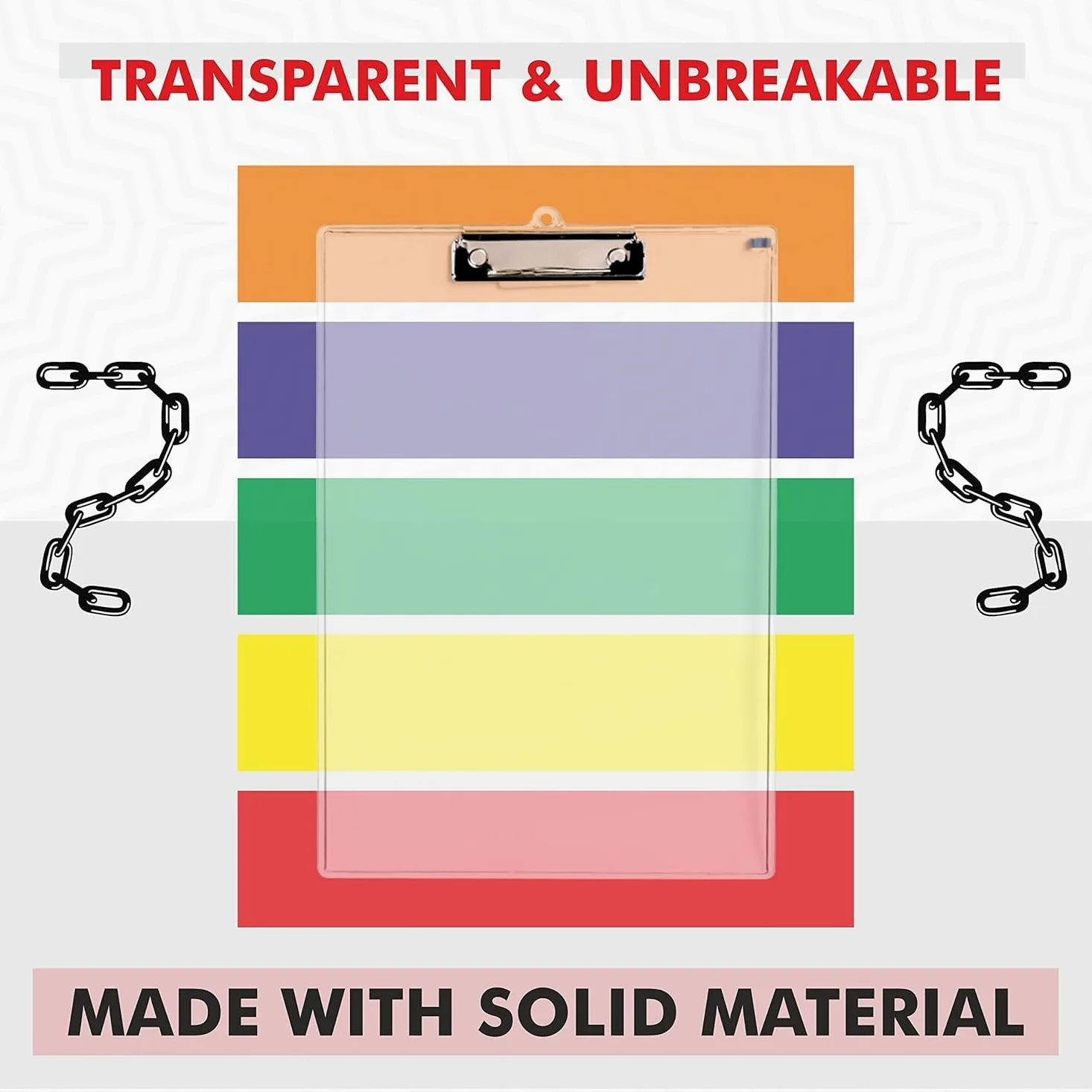 YAJNAS Portablocco in acrilico trasparente, formato A4, con robusta clip in metallo, lavagna in plastica trasparente, leggera e resistente, per ufficio, scuola, ospedale, magazzino, 34,9 x 23,5 cm (4