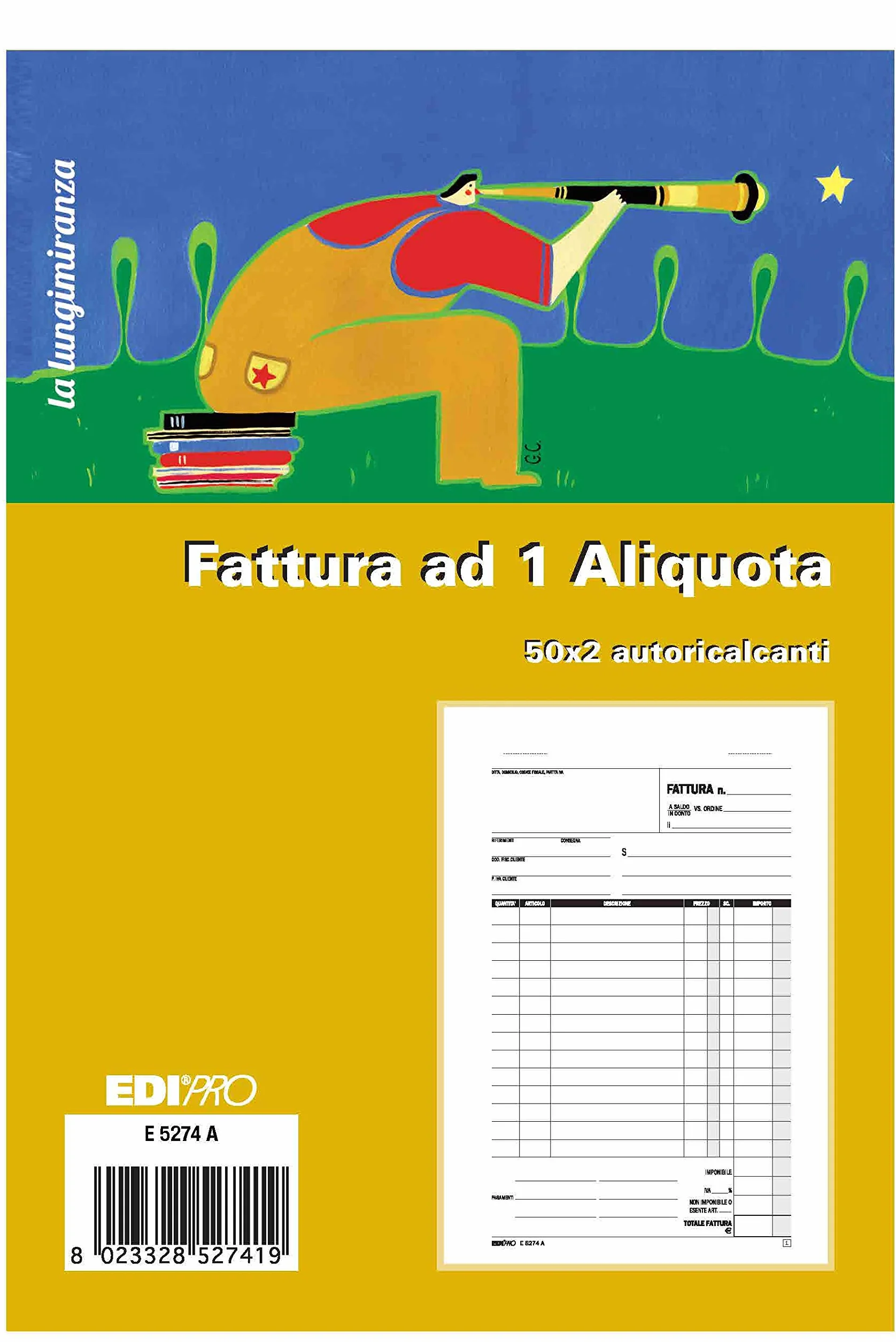 Blocco fattura 1 aliquota 50x2 autoricalcante 22x14,8 EDIPRO E5274A