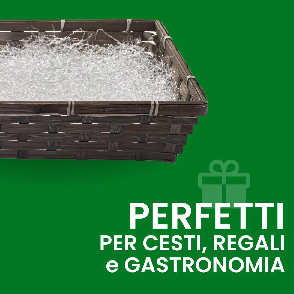 IMBALLAGGI 2000-15Kg Trucioli Trasparenti in Polipropilene Bio, Paglia per Cesti Natalizi, Regali di Natale e Confezione Regalo, Riempimento Imballaggio per Spedizioni Pacchi, Paglietta per Scatole