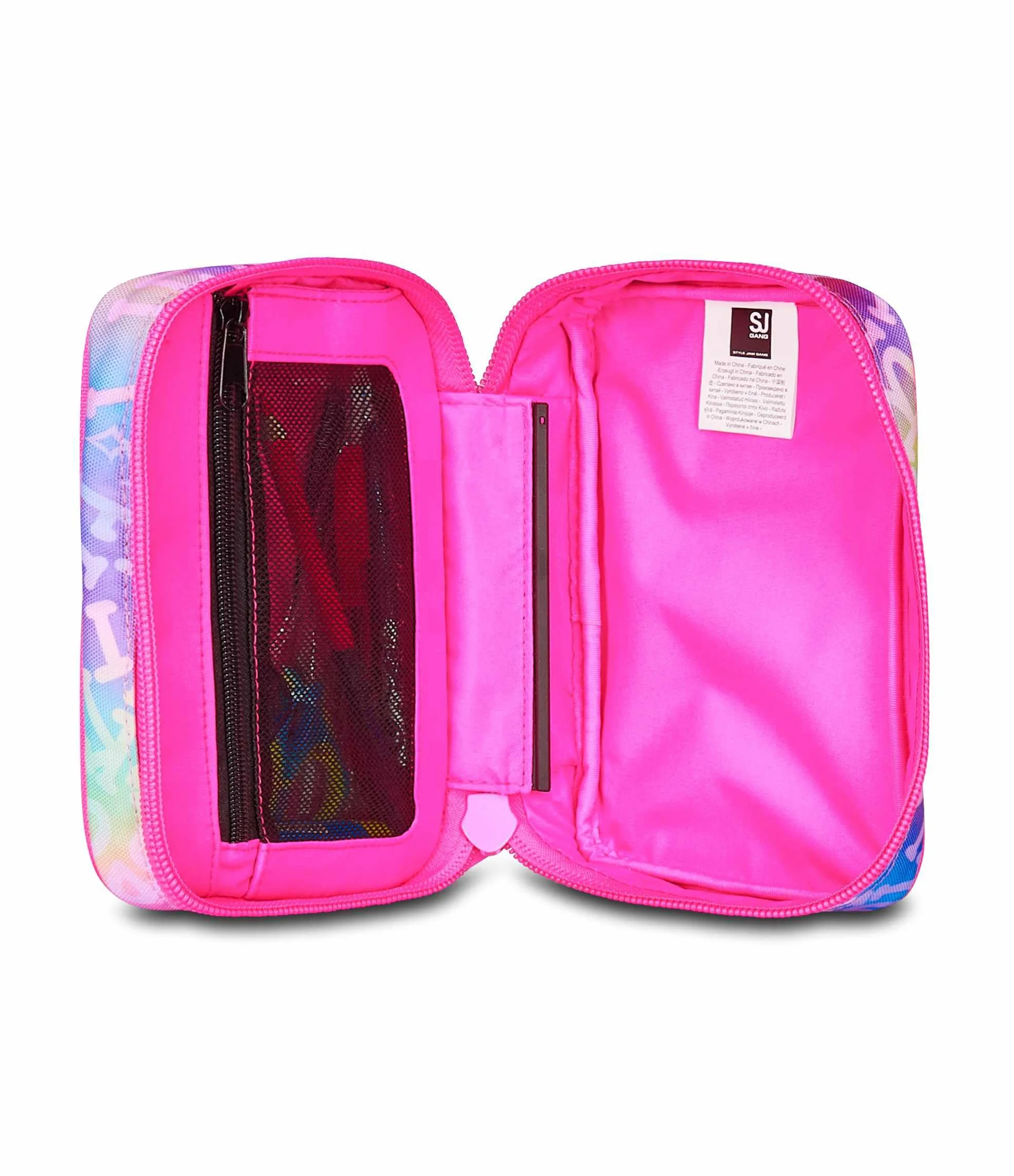 SJ GANG STYLE JAM GANG Astuccio Scuola Speed Pad, Rosa, Portapenne Mono Scomparto con Plance Amovibili, Completo Di Penne, Matite, Colori, Accessori Zaino, Scuola Elementare, Bambina