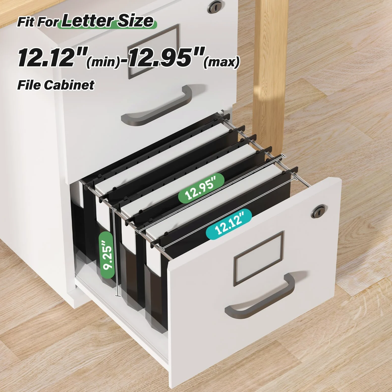 Ansook Cartelle portadocumenti in plastica da appendere, con tasca espandibile da 5,1 cm, con guarnizione nera, resistenti per schedario, organizer per cartelle da appendere, nero, formato lettera