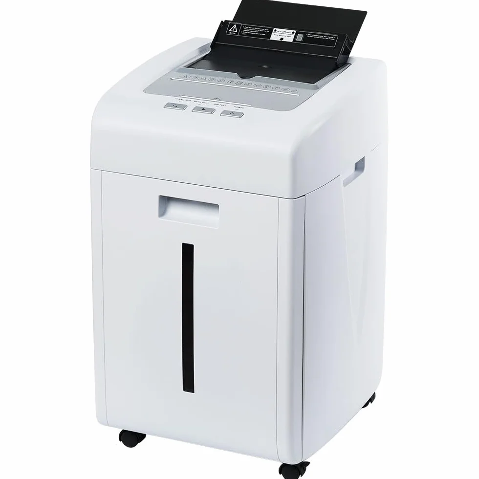 Kalopsia Tritadocumenti Elettrico Professionale: 200 Fogli 60Min Distruggidocumenti Automatico Micro Frammenti P5 Sicurezza Carta di Credito/CD/Graffette Trita Carta da Ufficio Casa con Cestino 35L