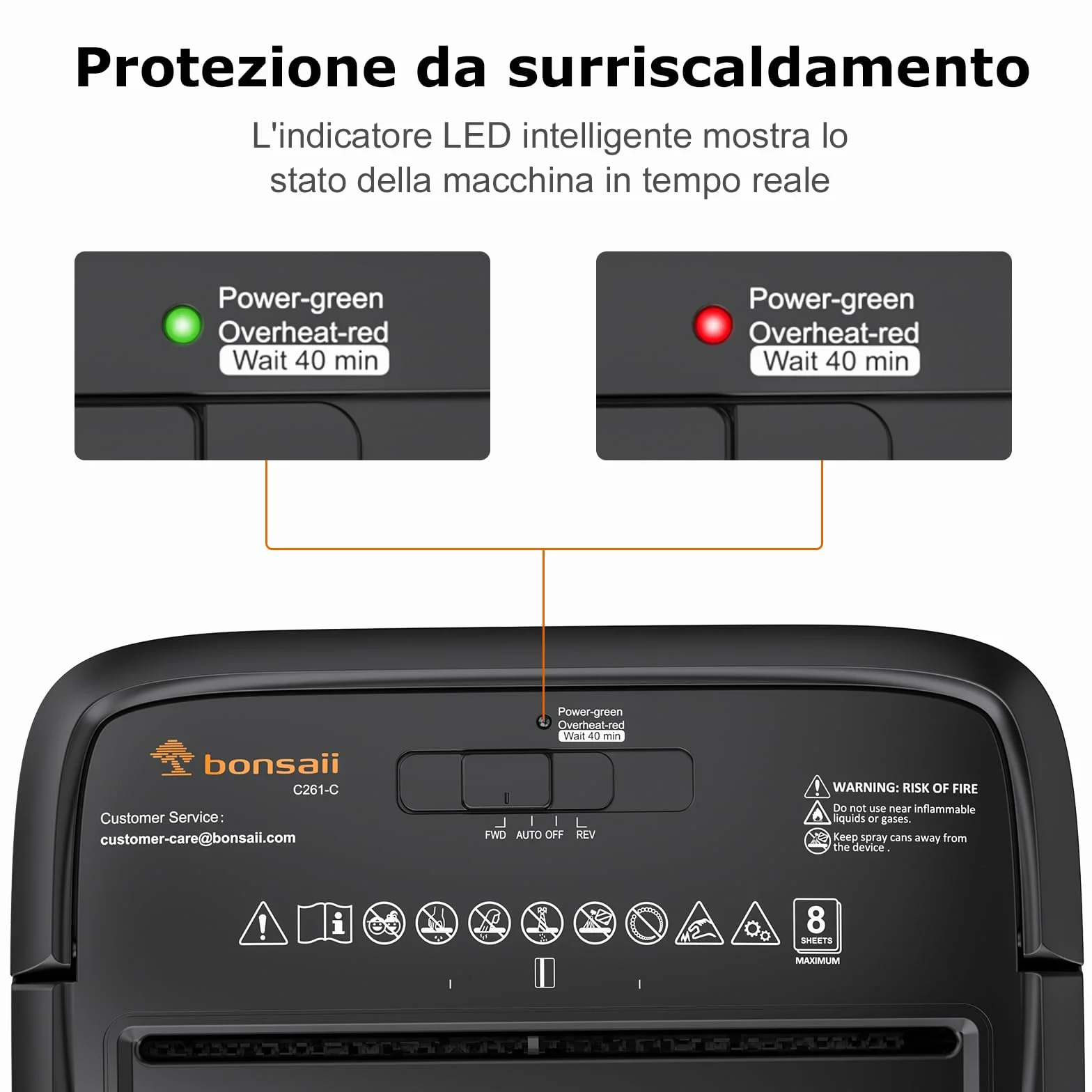 Bonsaii Distruggi Documenti 8 Fogli, Tritacarte per Casa e Ufficio, Livello di Sicurezza P-4, Taglio a Croce 5×14mm, Carte di Credito, Graffette, Protezione Surriscaldamento, Cestino 16L, C261-C