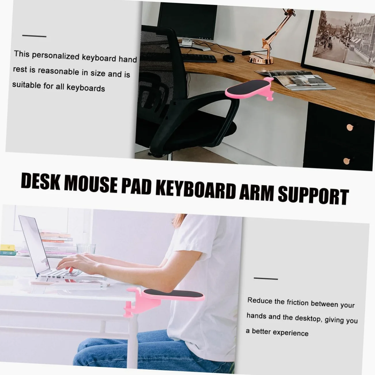 Supporto per Polso Tastiera Ergonomico in Eva Rosa Antiscivolo | 1 Pezzo, Riduce la Fatica della Mano, per Caffè e Locali, Uso su Tavolo Comfort