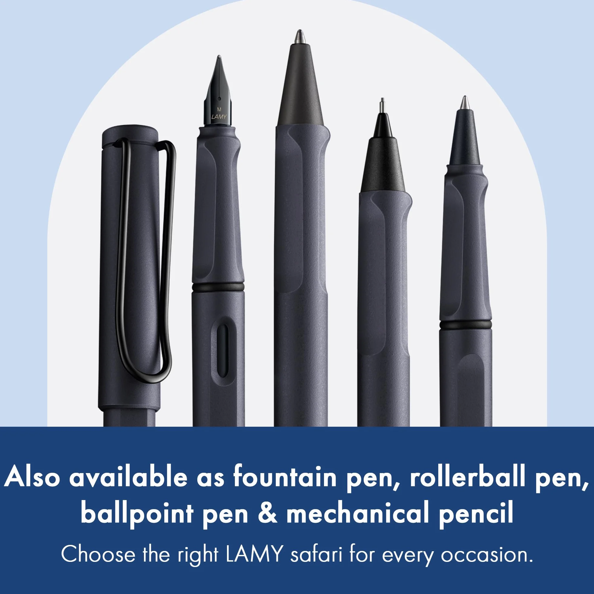 Lamy Safari Rollerball Penna Roller Ink Steel Black Tratto M Cartuccia Blu T10 ASA Robusta