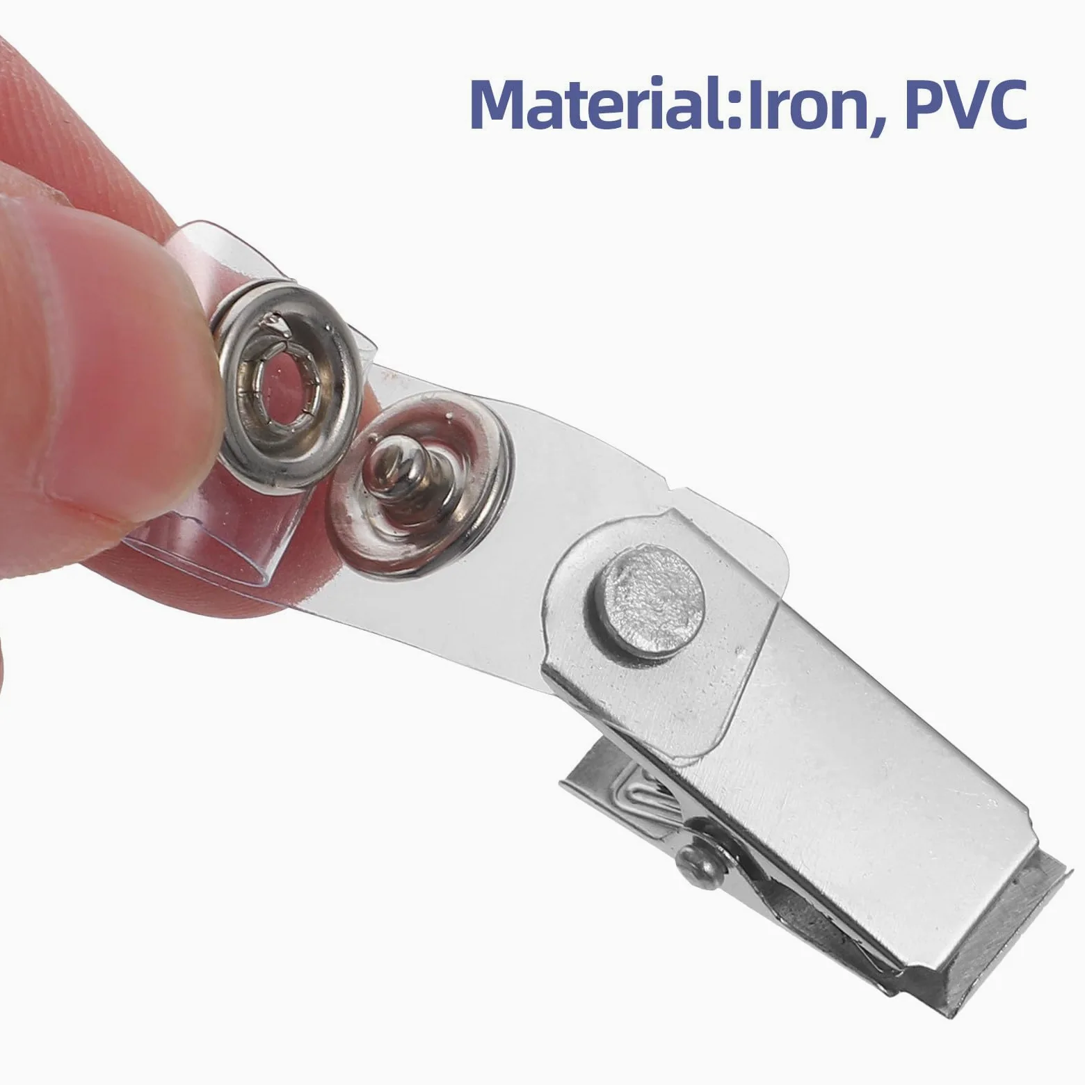 Clip Robusta in 300 Metallo d Porta Badge Pezzi e Cinturini in Pvc Trasparente Struttura Accesso Rapido per Carte Identità Tessere per Conferenze e Attività Esterne