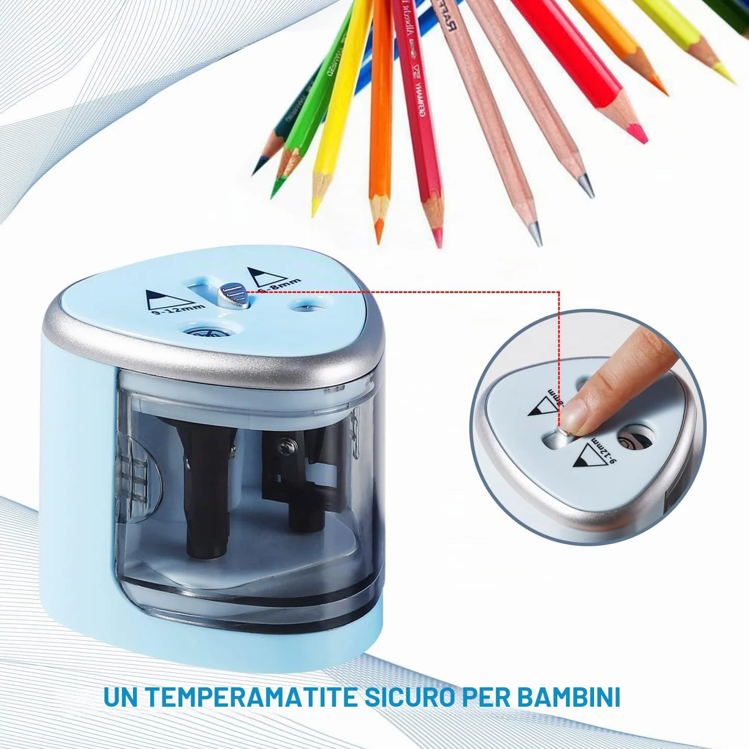 Temperamatite elettrico a batteria per matite colorate da scrivania