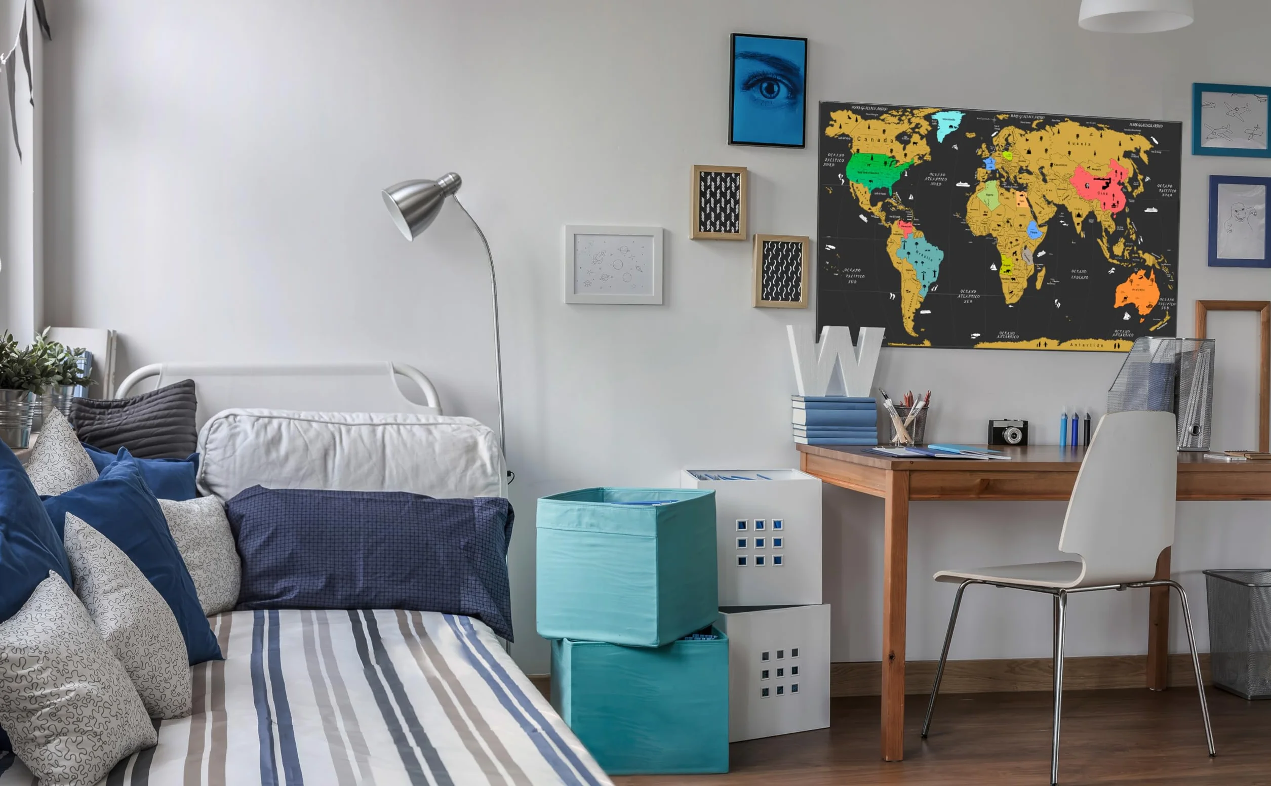 WIDETA Mappa del mondo da grattare XXL 82x43cm Carta patinata 300 g/m² laminata con pellicola protettiva