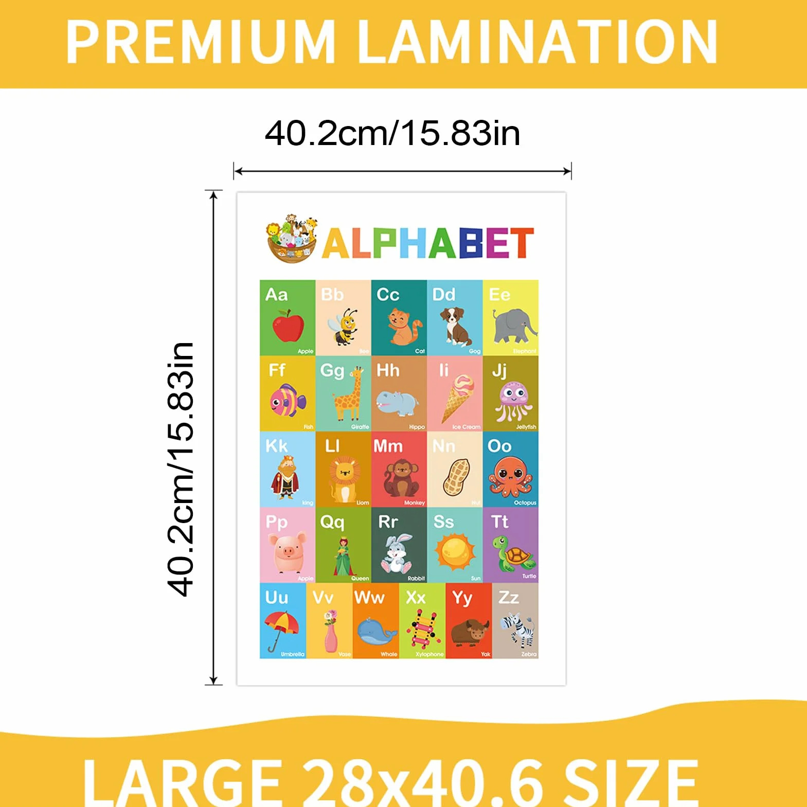 Poster educativi 40,2 x 40,2 cm set di 12 stampe con numeri e lettere per bambini in età prescolare