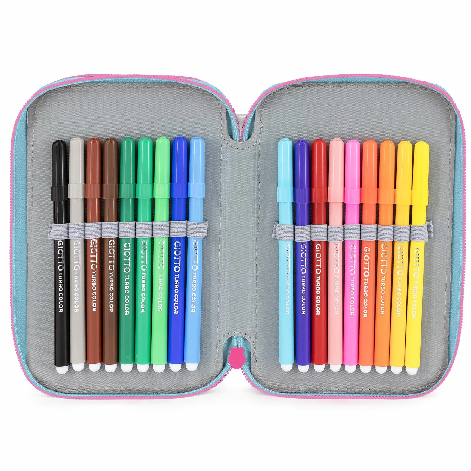 Clondo Astuccio Scuola 3 Scomparti Completo 46 Accessori Bambini Kit Cancelleria