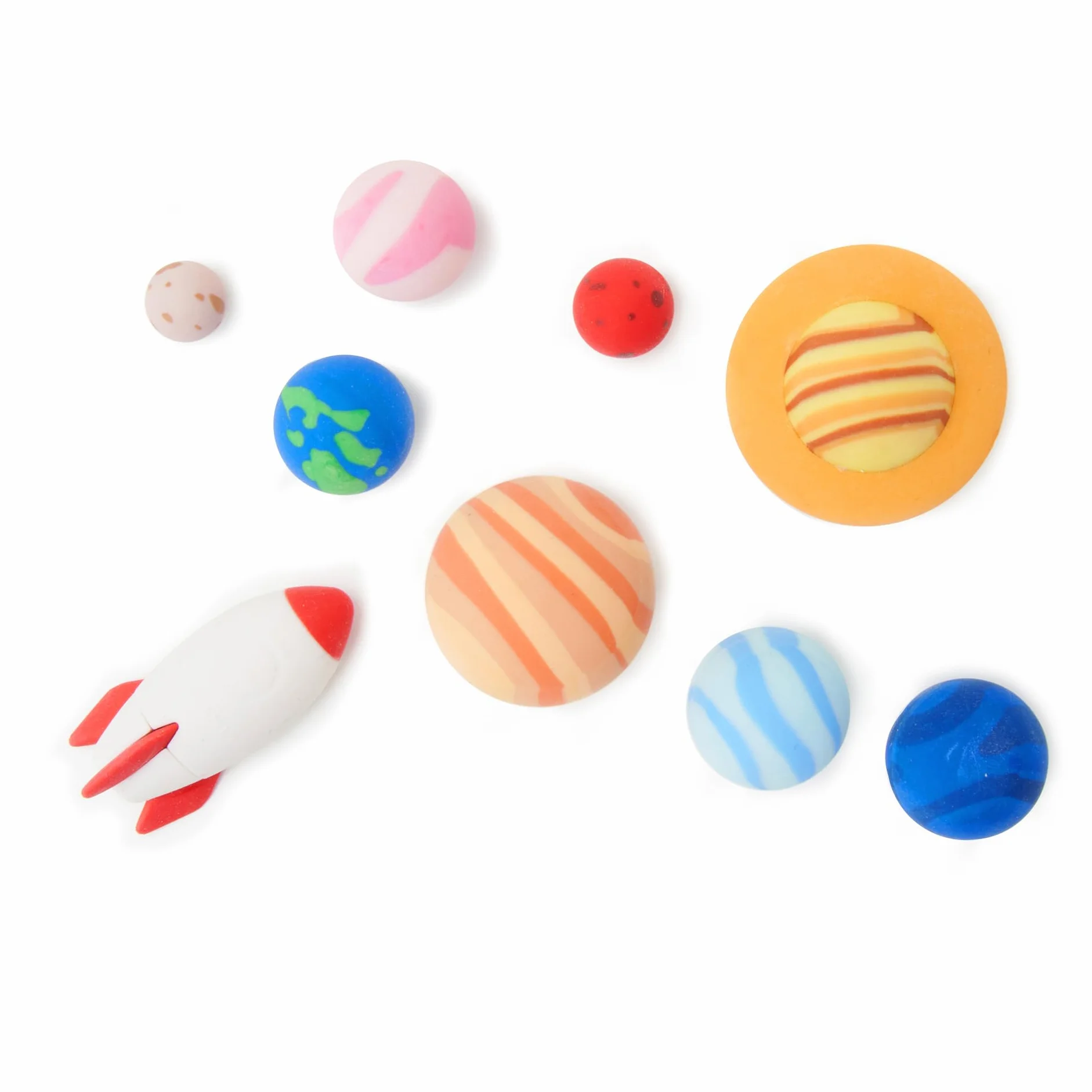 Legami Solar System Set di 9 Gomme 0,8x3,5 cm Gomme a Forma di Razzo Pianeti Sole