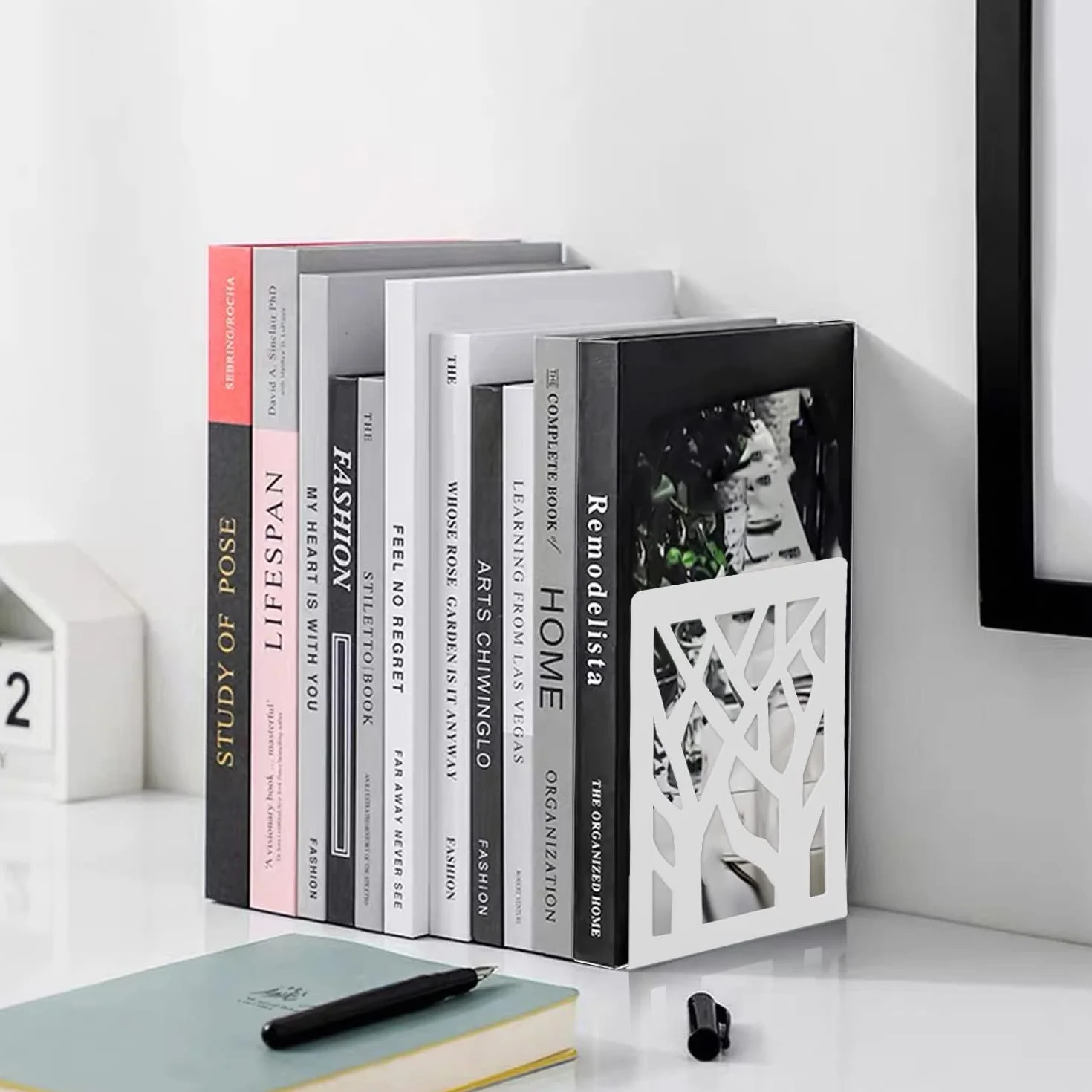 Fermalibri Metallici Reggilibri da Mensola 2 Pezzi Bianco 9x12x16 cm per Libreria