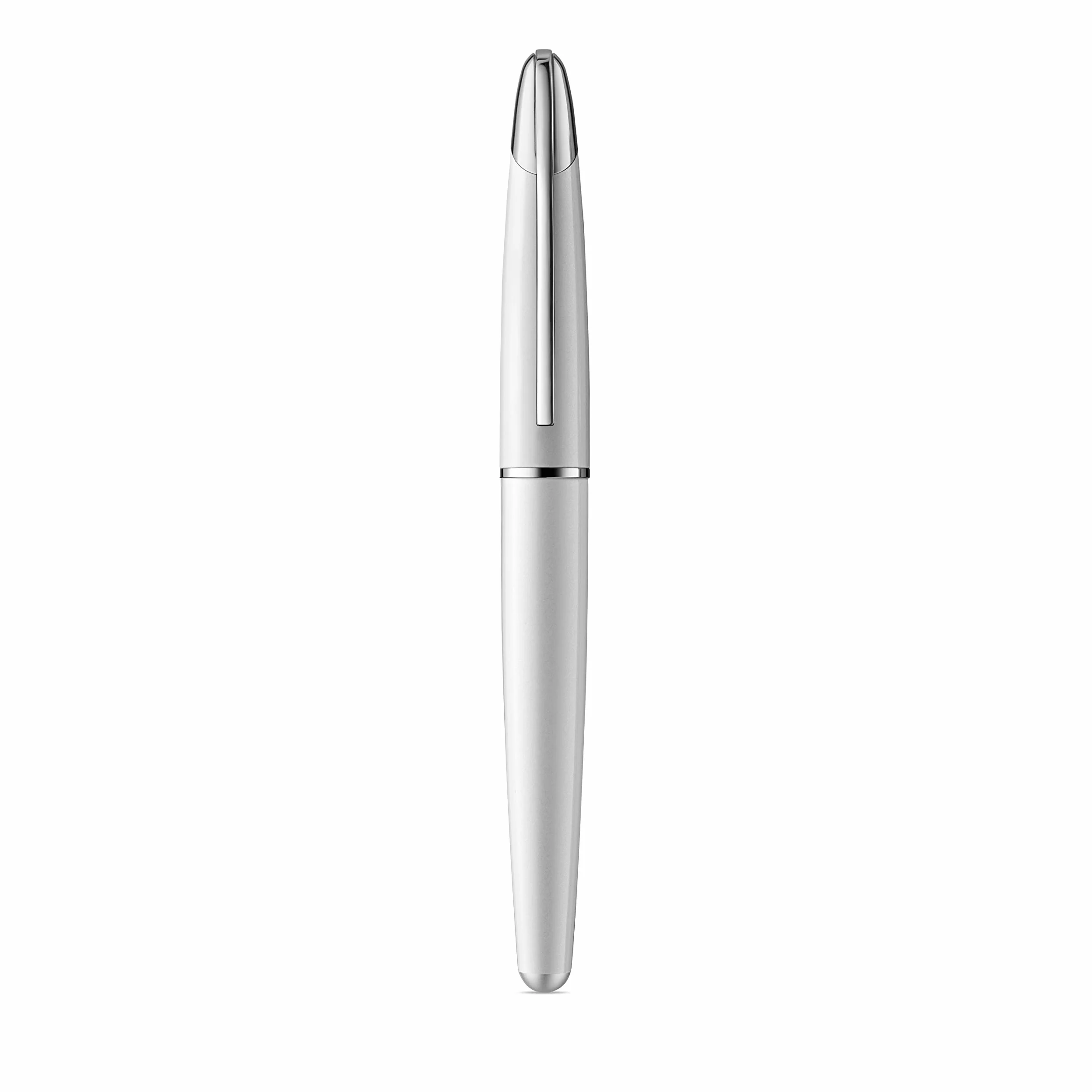 Colibri Penna stilografica Equinox-in acciaio laccato bianco clip a molla cromata-Penna di lusso-Pennino Bock medio-Viene fornita in una elegante confezione regalo-Adatta per uomini e donne.