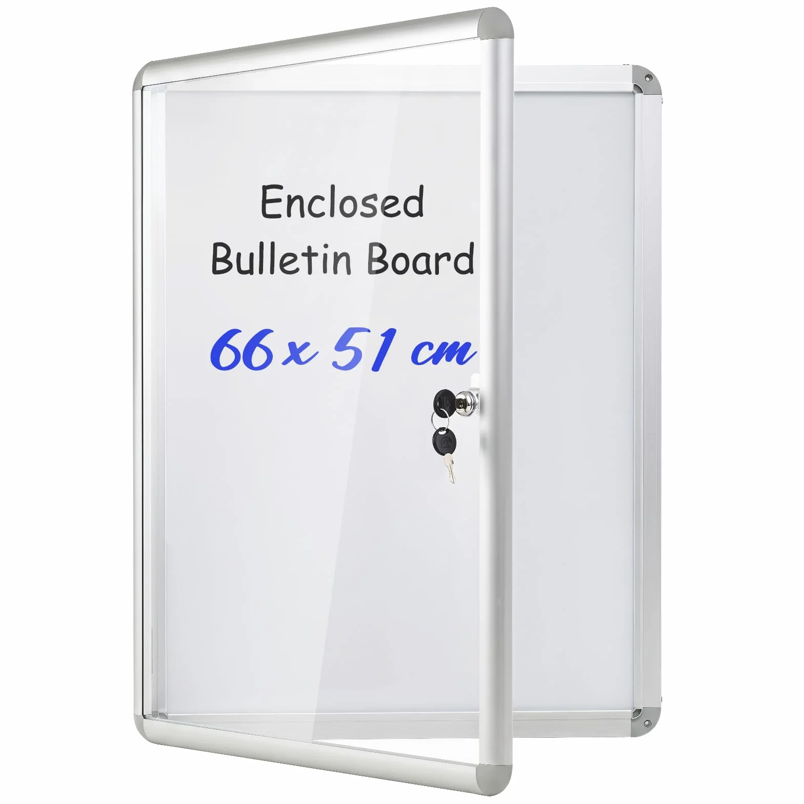 COSTWAY Bacheca Magnetica per Esterno, Bacheca da Parete con Lavagna, Pannello in PET Trasparente, Chiave e Telaio Leggero in Alluminio, per Ufficio, Condominio e Aziendale (Argento,66 x 51 cm)