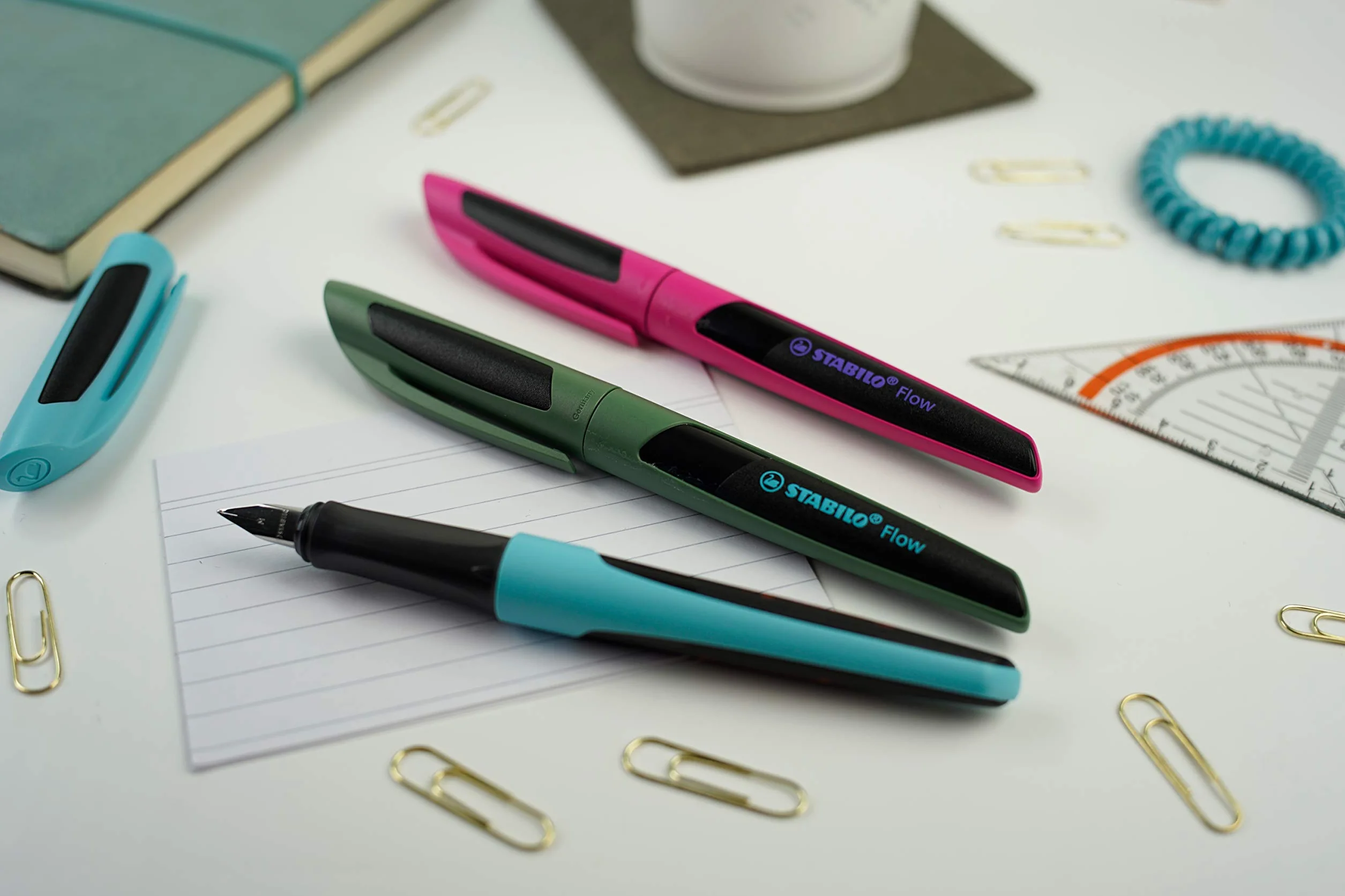 STABILO Flow SPORTY Penna Stilografica Azzurro Nero 1 Penna Cartuccia Inclusa