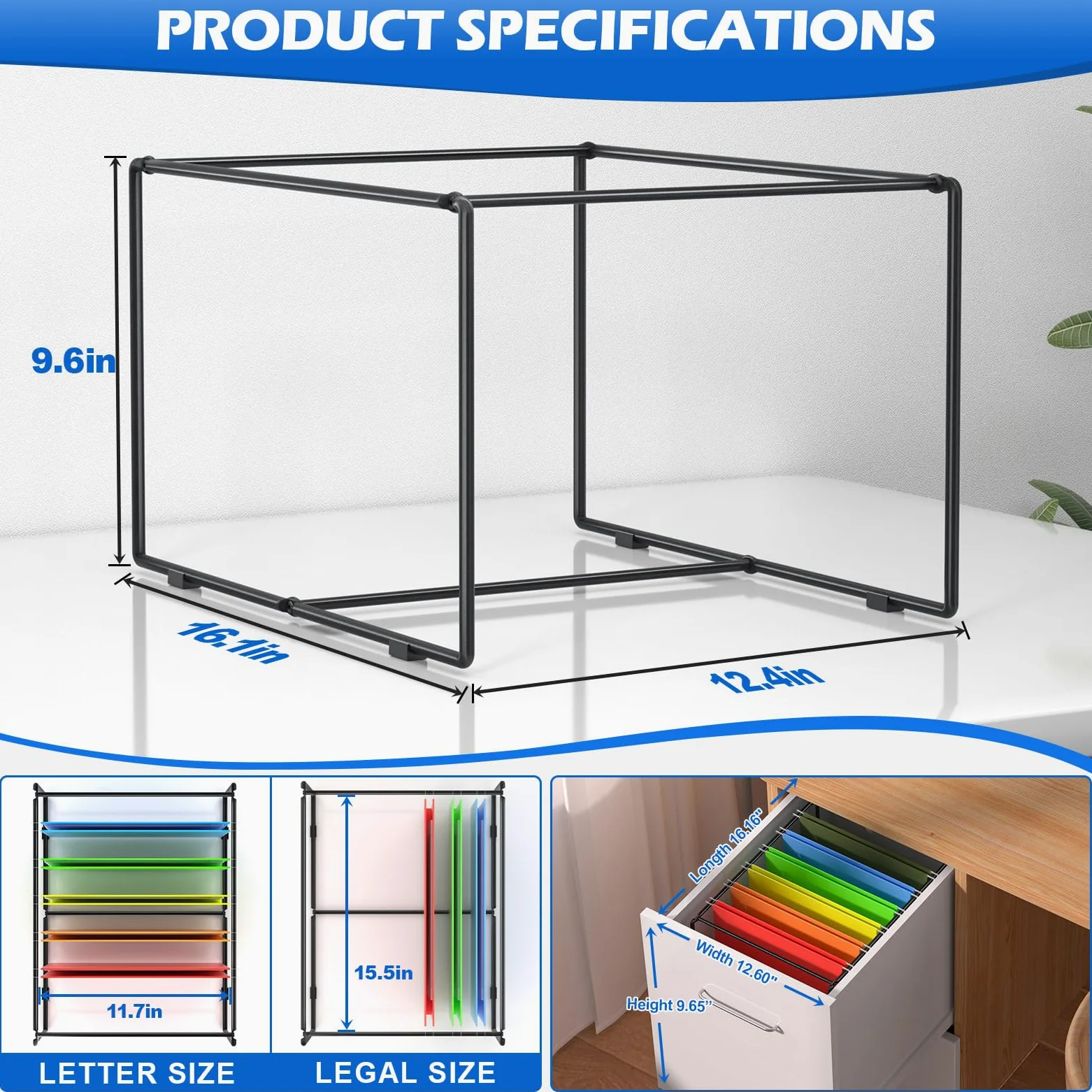 Set di 2 cartelle portadocumenti da appendere, formato legale/lettera, per dimensioni superiori a 24,6 cm di altezza, 41,6 cm di lunghezza, per armadietti, cassetti/inserti, porta documenti da