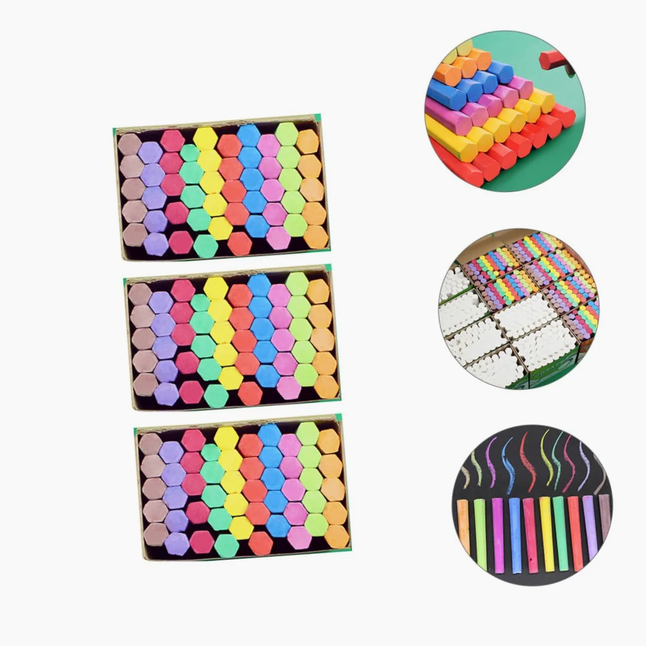 NUOBESTY Gessetti per Lavagna senza Polvere Colorati per Scuola e Casa 3 Confezioni