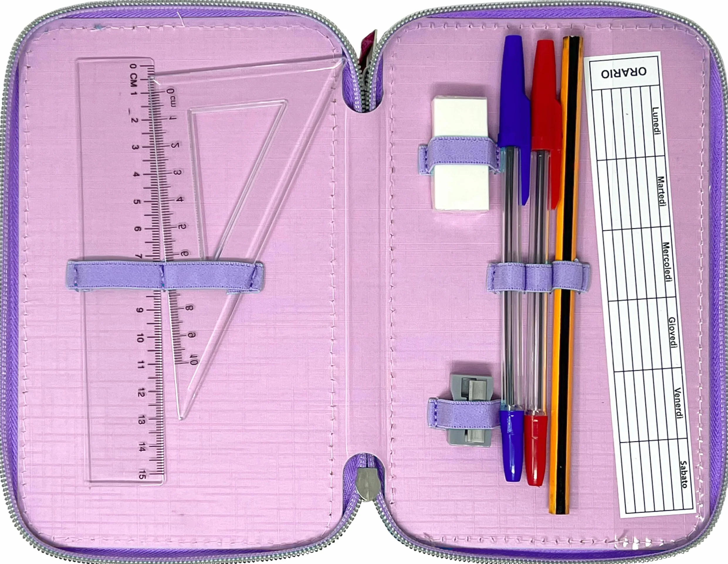 Clondo Astuccio 3 Scomparti 3D Bambini Stitch Angel Fan 44 Accessori Scuola Elementare 20 cm