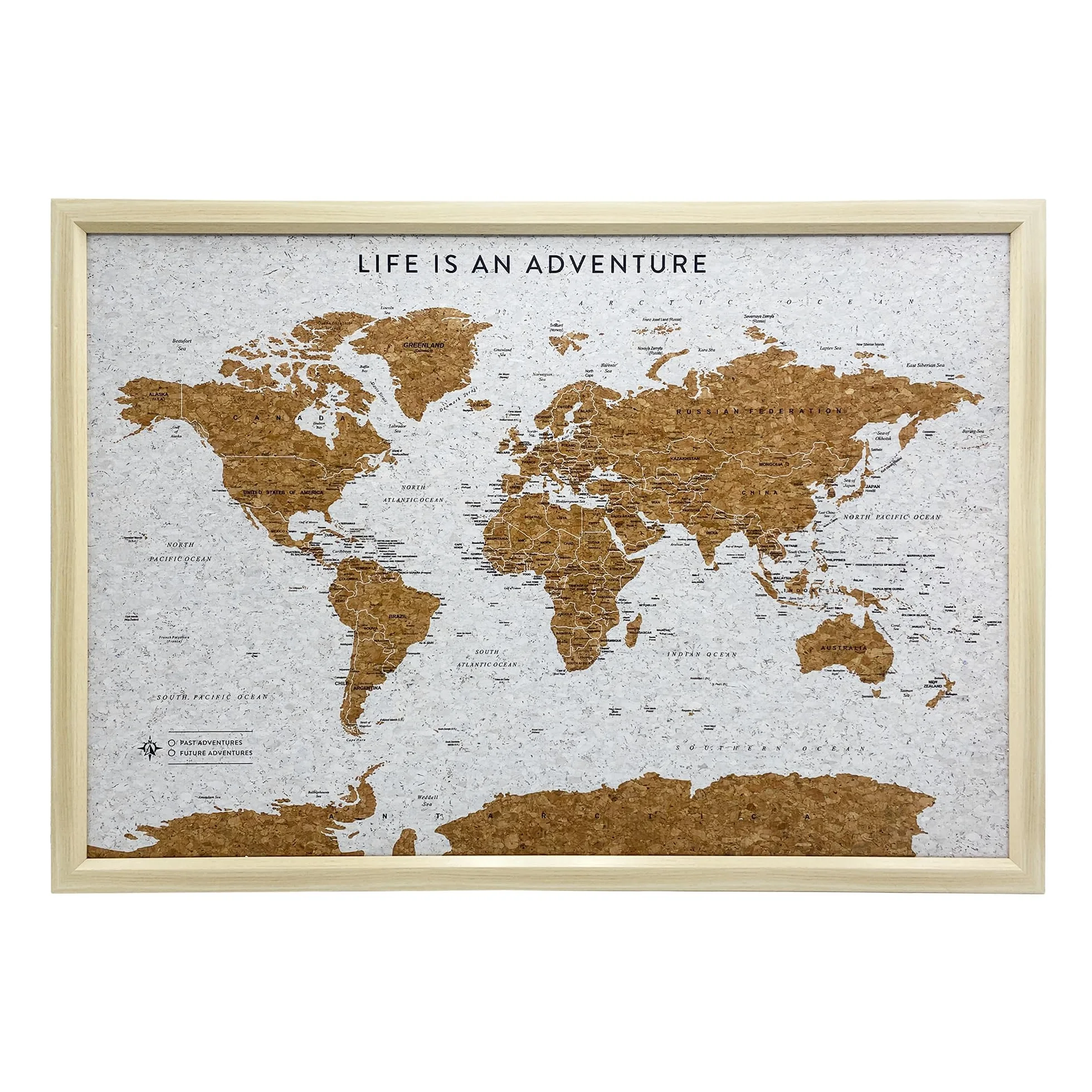 Splosh Medium World Maps. Pin Board Wooden Map. Travel Map Cork Board Map Pin Board. Wooden Board World Map, Corkboard Map Travel Gift, World Map Pin Board. (White)