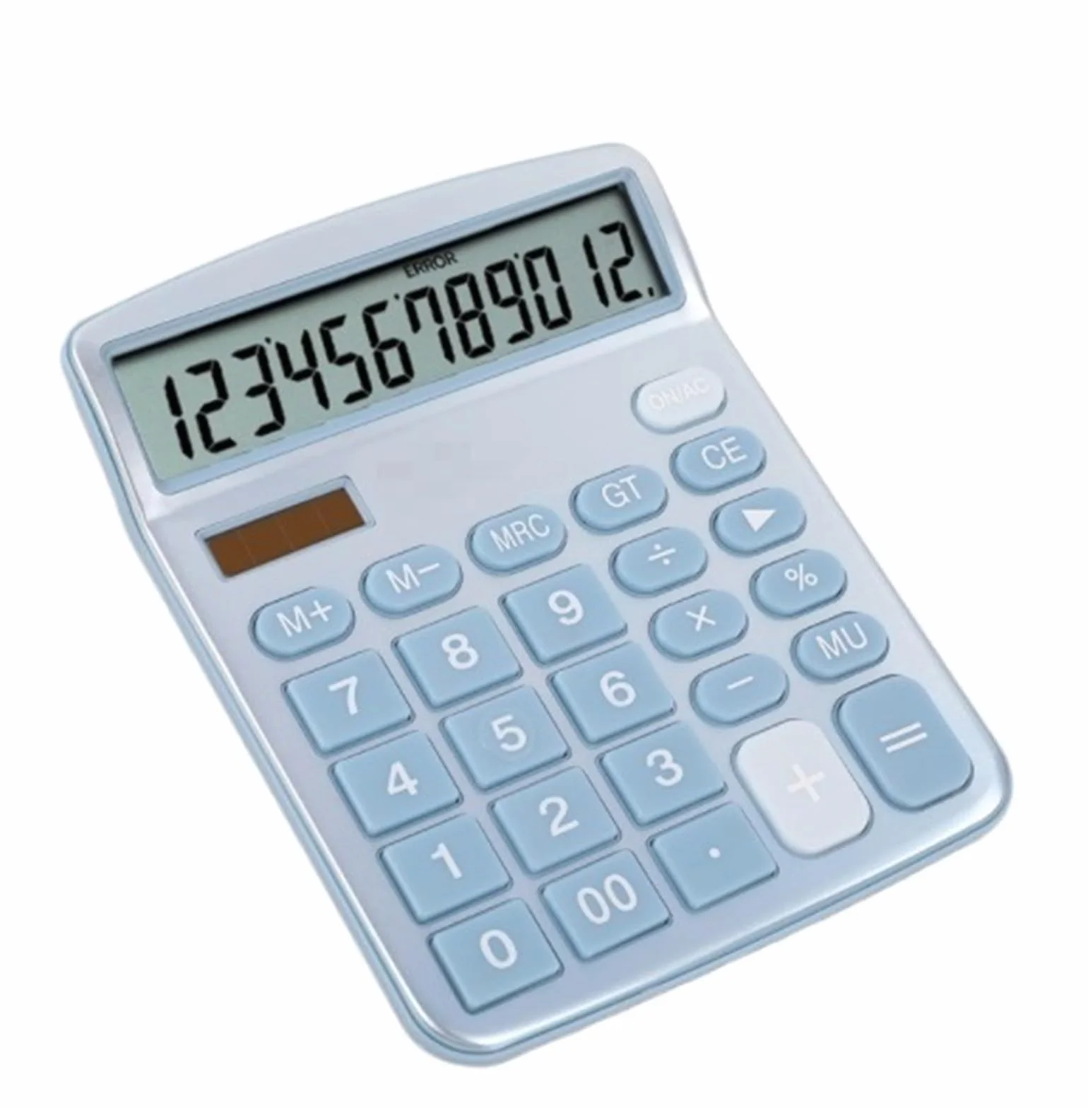 Calcolatrice per Ufficio Calcolatrice da Tavolo Alimentata Ad Energia Solare con Display A 12 Cifre for Uso in Ufficio E A Casa Scuola(Blue)