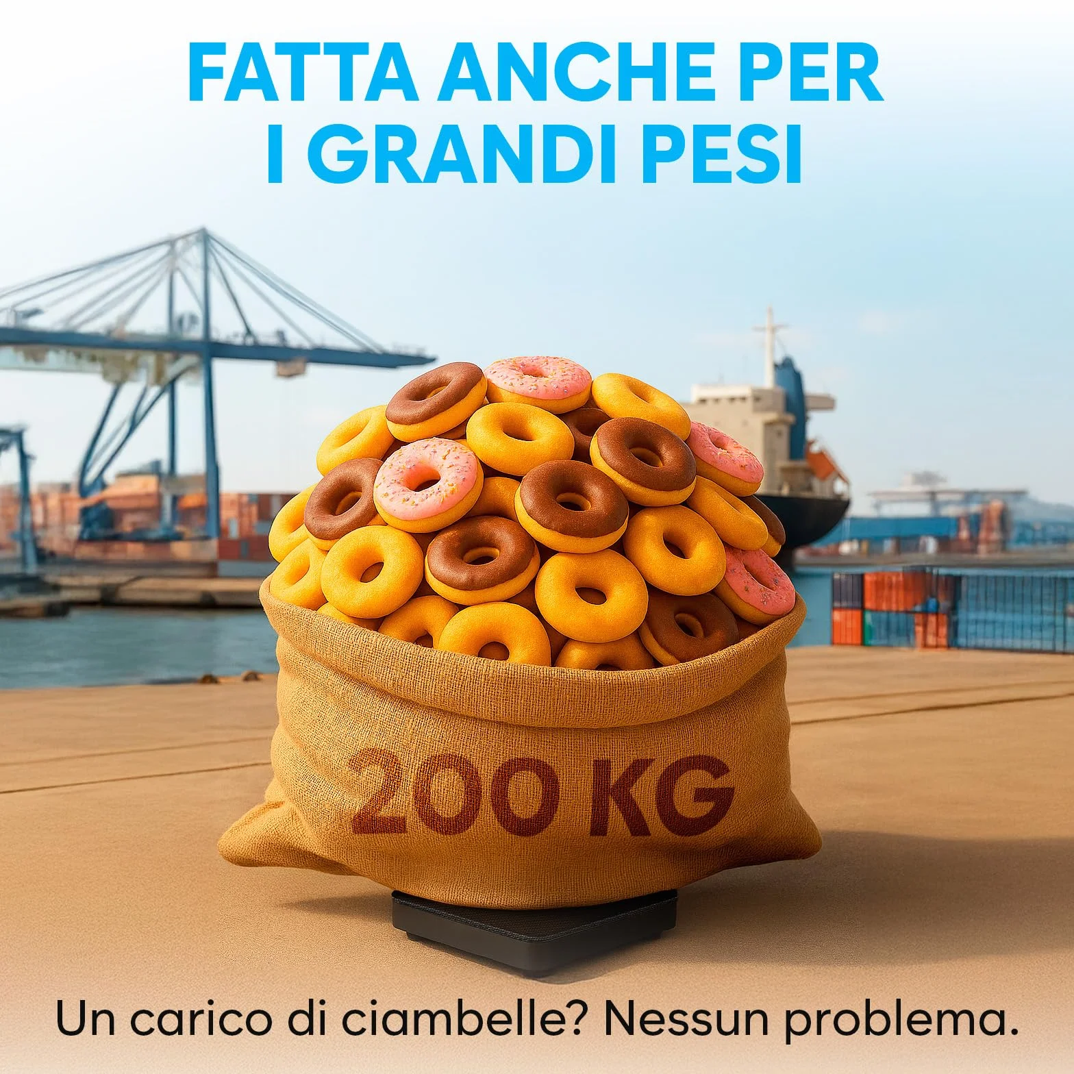 Bilancia Professionale 200 kg/10 g Alta Precisione con Funzione Hold/Tara per Pacchi Bagagli Uso Industriale Nero Opaco