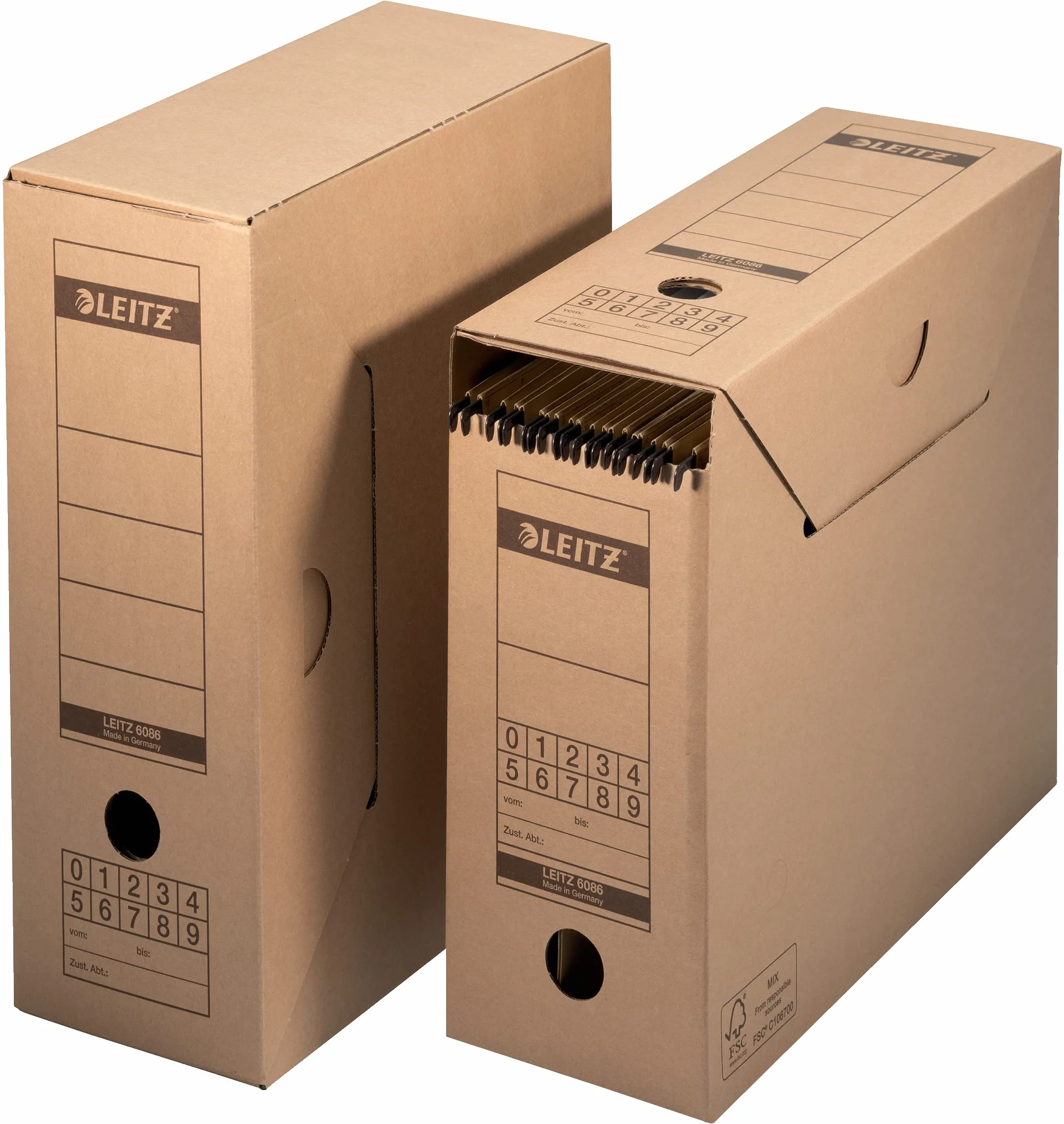 Leitz Premium 60860000 - Scatola per archivio con chiusura a linguetta, 10 pezzi, riciclabile al 100%, certificata FSC, colore: Marrone naturale