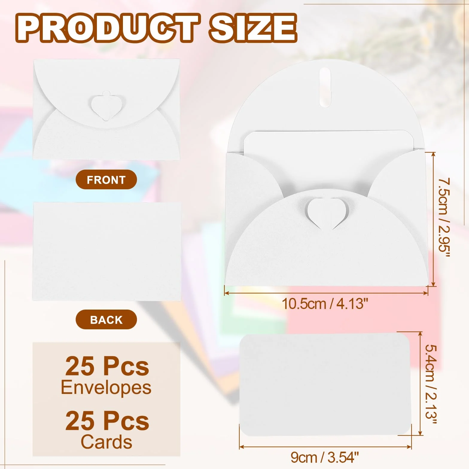 PATIKIL 25 Set Mini Buste Con Chiusura A Cuore, 4.1x3" Biglietti Bianchi Con Buste Per Inviti Matrimonio Laurea Festività Ringraziamento Natale, Bianco