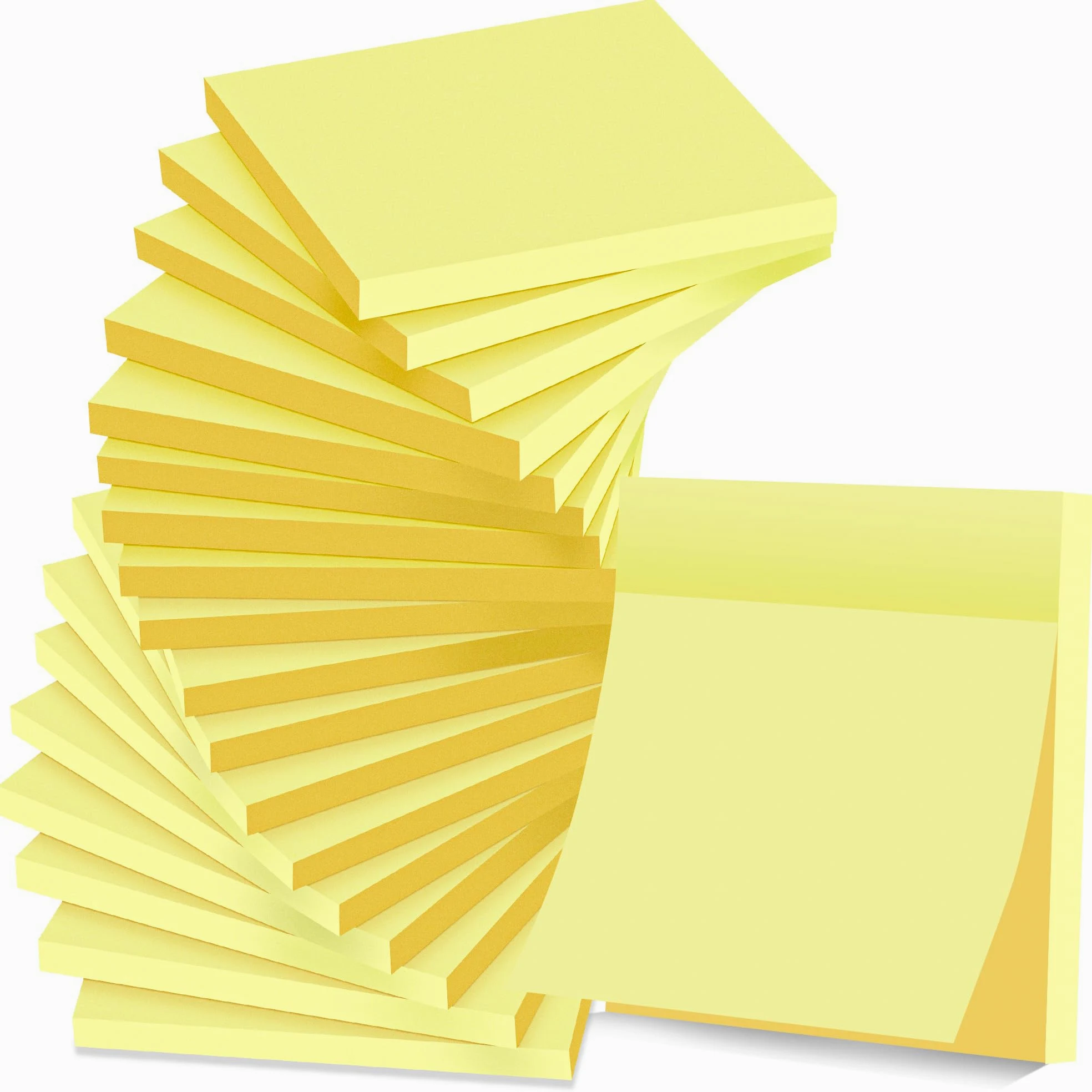Confezione da 18 foglietti adesivi, 7,6 x 7,6 cm, colore giallo canarino, forte adesivo, rimozione pulita, riciclabili, autoadesivi, facili da spedire per casa, ufficio, notebook