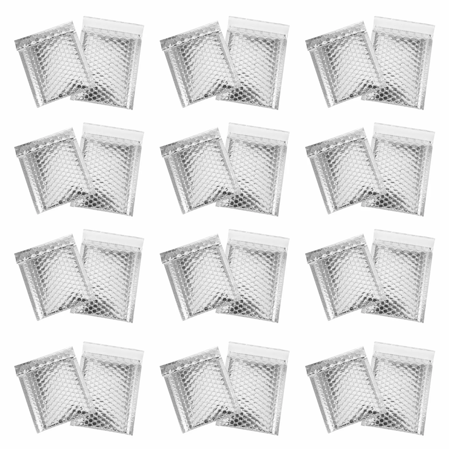 Buste di Spedizione Imbottite Argento 100 Pezzi in Makrofol | Laminato, per Francatura e Etichettatura, Leggero, per Make Up Tools e Fashion Accessories in Casa o Negozi