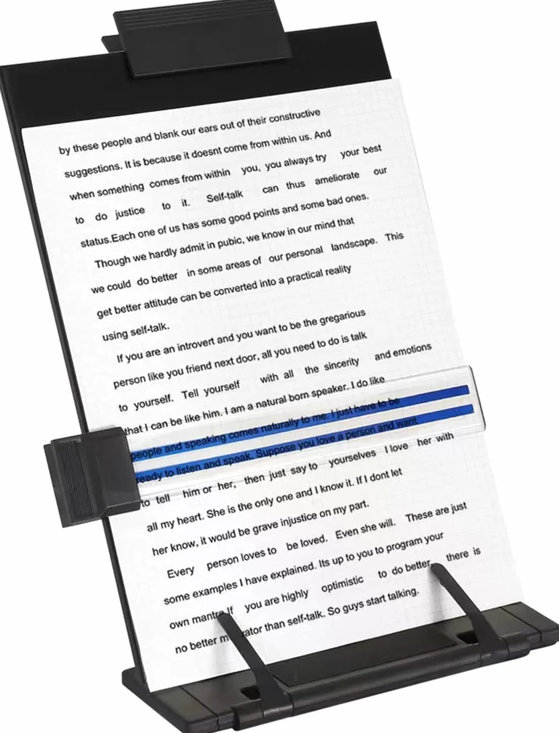Porta Documenti da Scrivania in Metallo 7 Posizioni Regolabili con Clip (Nero)