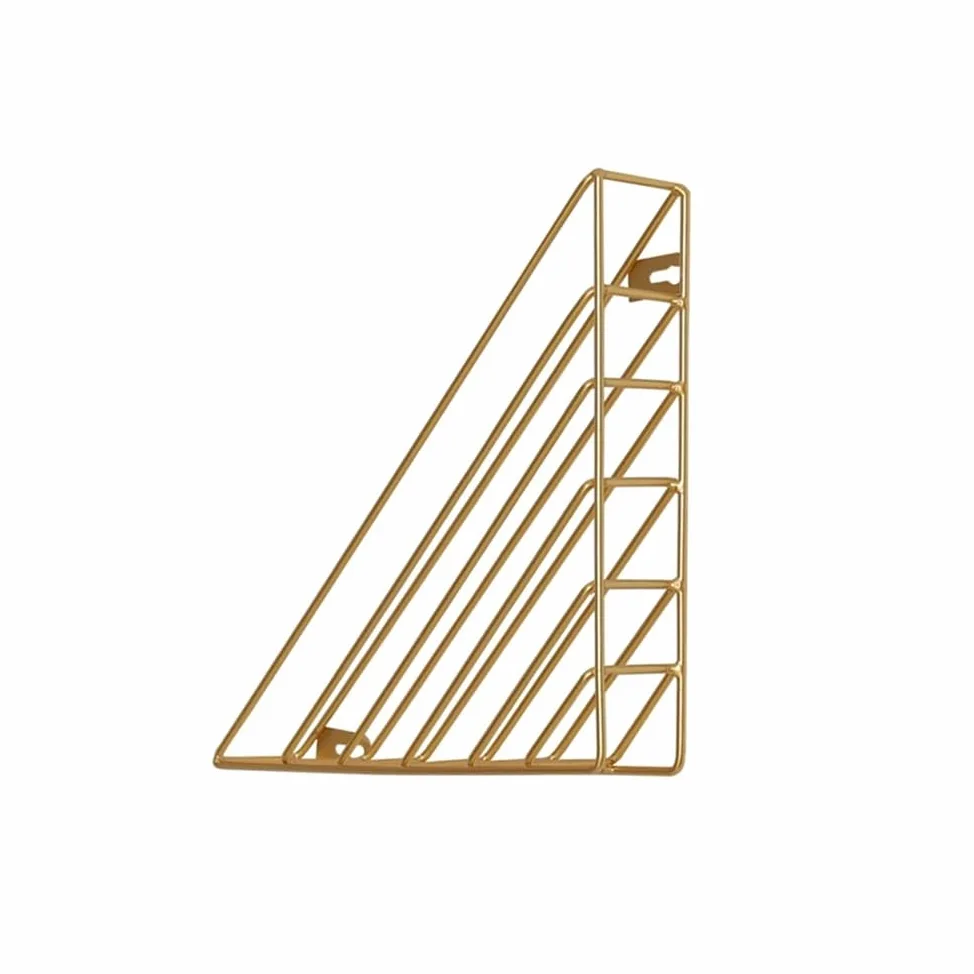 GLigeT Portariviste in Ferro a Forma Geometrica, Cestino da Appendere alla Parete, Organizer for Libri, Decorazione for la casa(Gold)