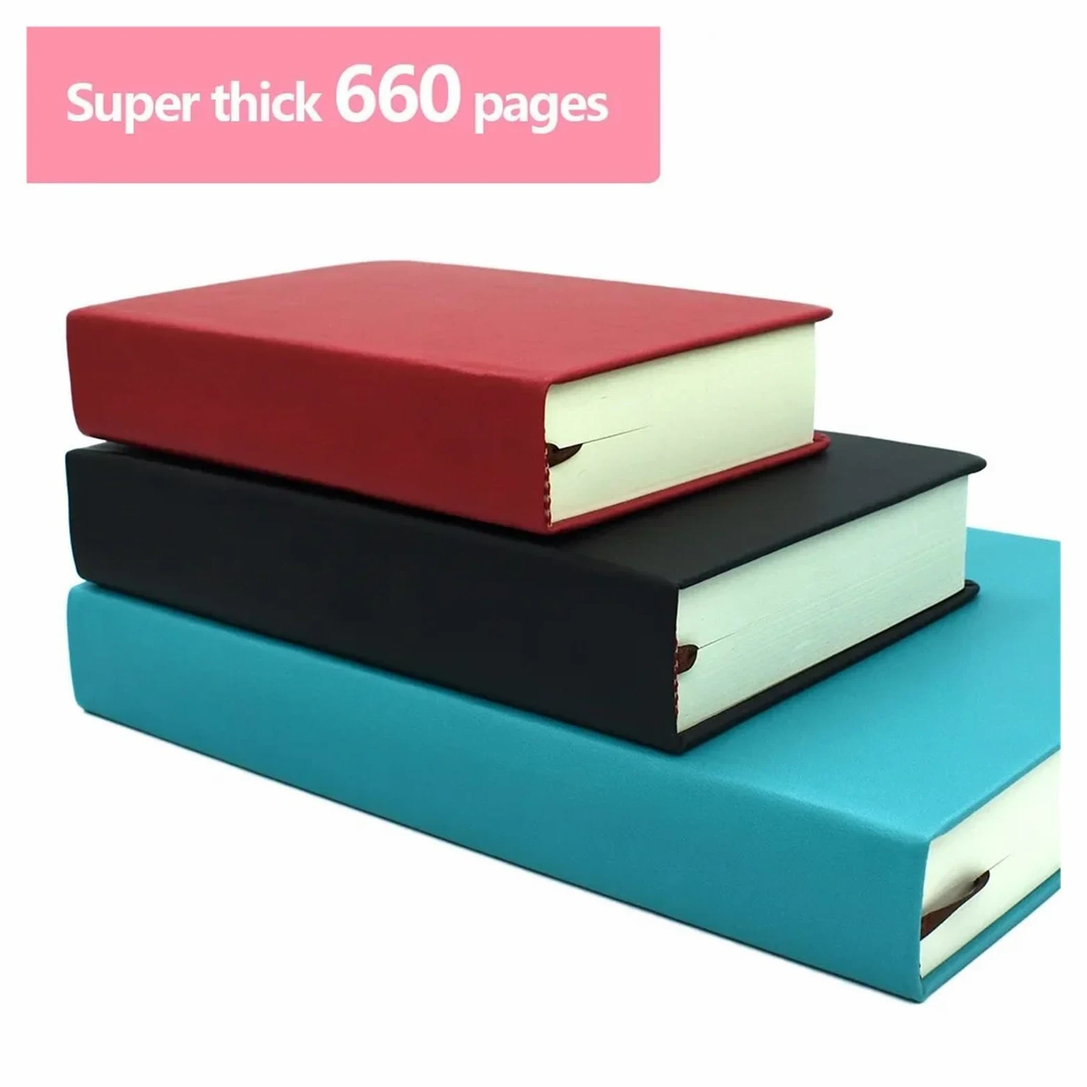 Quaderni A4/A5/A6 super spessi, 330 fogli, diario, pagine bianche, quaderno for schizzi(Black-A5)
