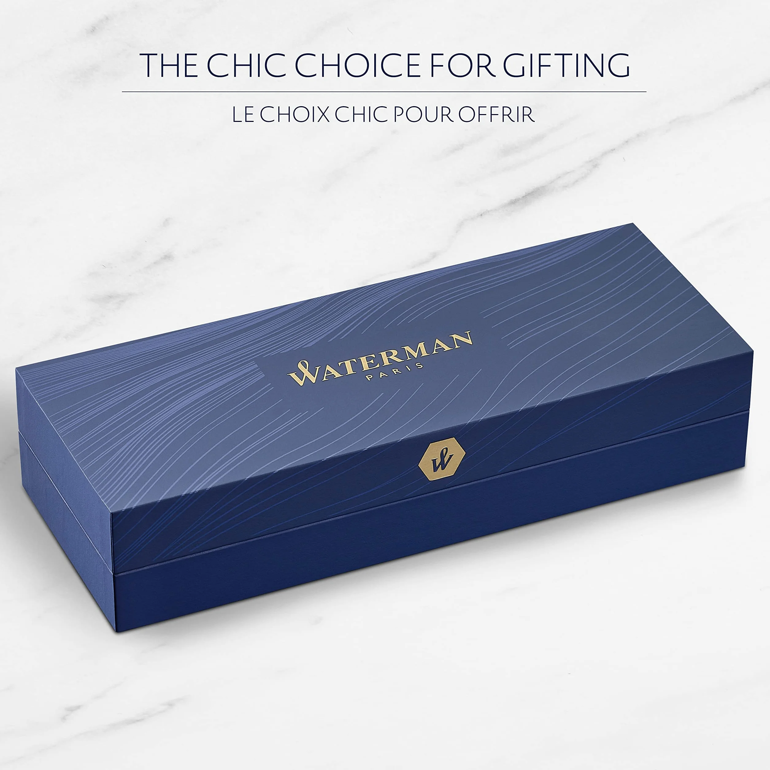 Waterman Hémisphère Penna roller | laccatura bianca e nera con puntale rivestito in palladio | punta sottile | Inchiostro nero | confezione regalo
