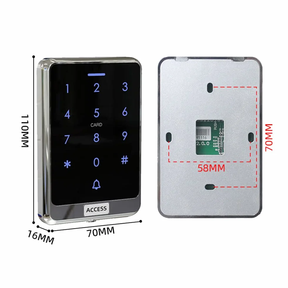 YAVIS Tastiera impermeabile all'aperto RFID Sistema di controllo di accesso, Dispositivo di verifica dell'accesso a chiave retroilluminato a tocco completo WG26/34 125 kHz Lettore di schede X13