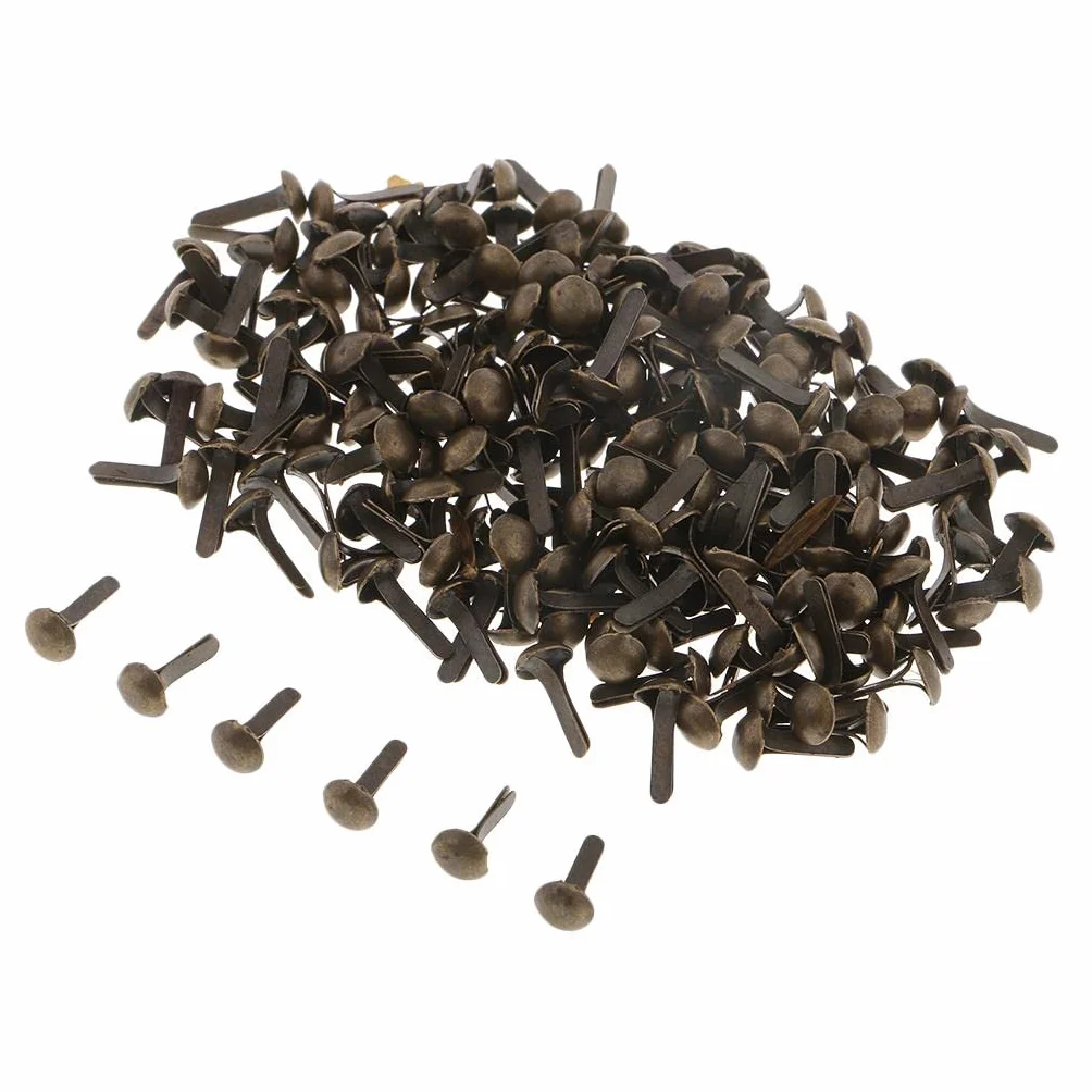 Confezione 200 Mini Fermacampioni a Testa Rotonda 4,5x8 mm Bronzo Anticato