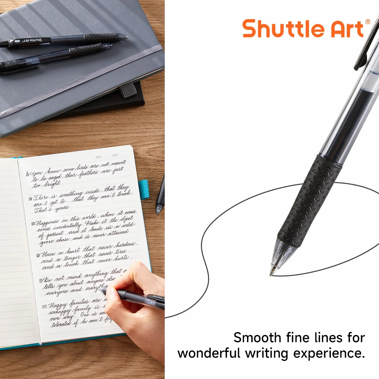 Shuttle Art 48 Pezzi Penna Gel Nera, Penne Gel con Ricariche, Punta Media 0.7mm, Cancelleria Scuola Ufficio