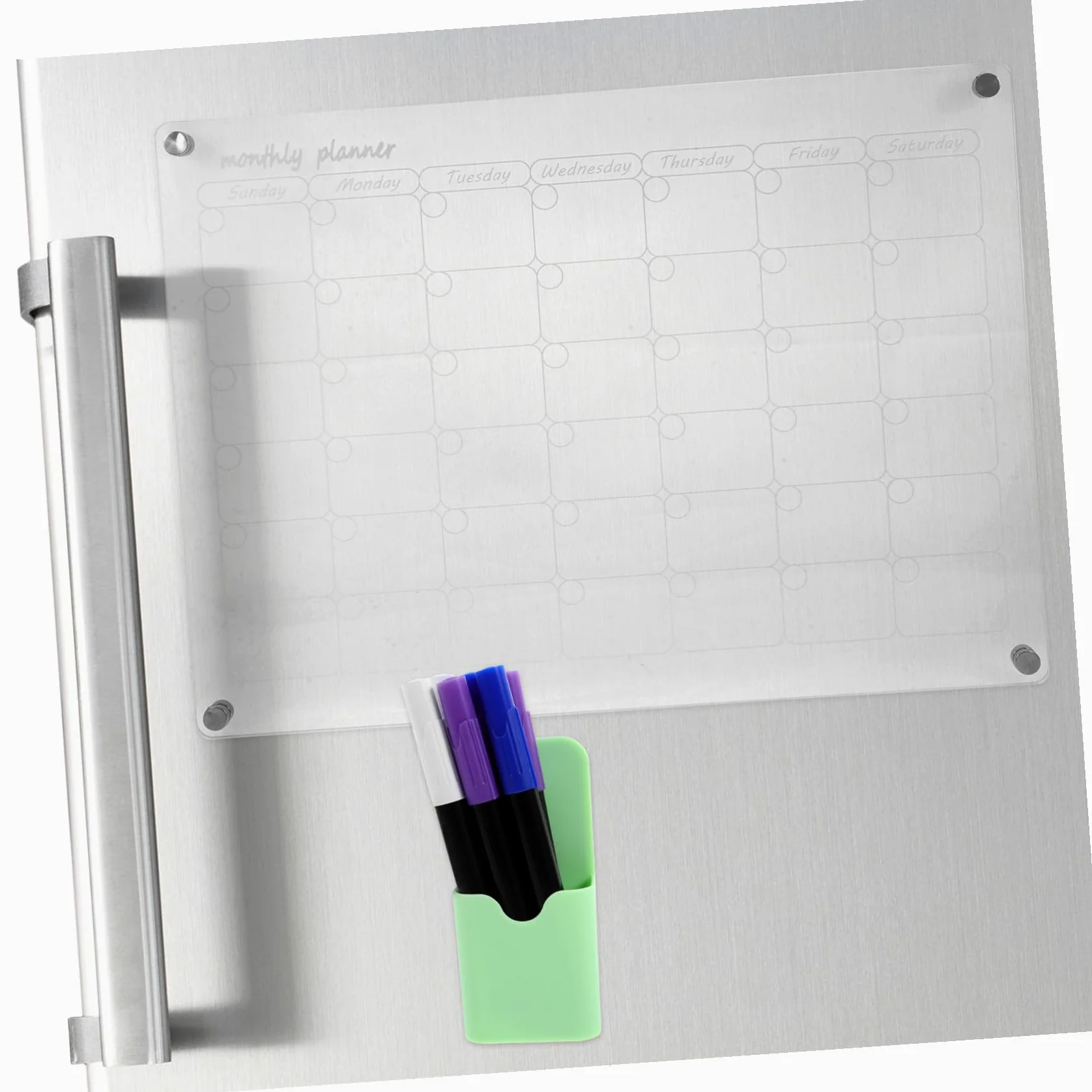 Calendario Magnetico Settimanale per Frigorifero Lavagna Trasparente Cancellabile Secco Organizzatore Mensile per Pasti con Forte Attacco Magnetico Facile da Pulire e