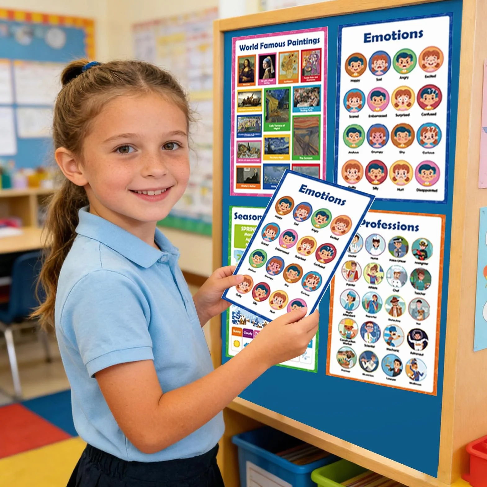Poster educativi 20 fogli apprendimento interattivi riutilizzabili 42x28cm carta colori vivaci aula scuola materna