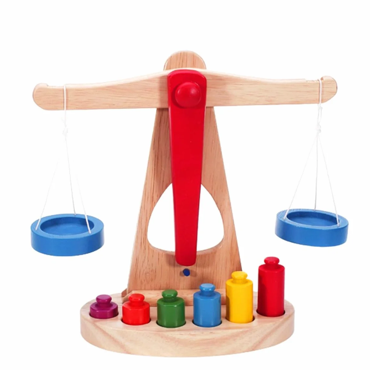 Scala della Bilancia in Legno Toy Matematica Apprendimento Strumenti educativi per Bambini con 6 Pesi, educazione all'apprendimento