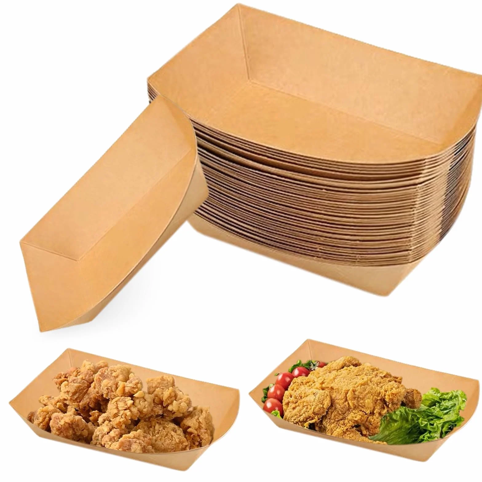 Ciotole in cartone resistente impermeabili 18x12x2,5 cm per patatine fritte snack macarons