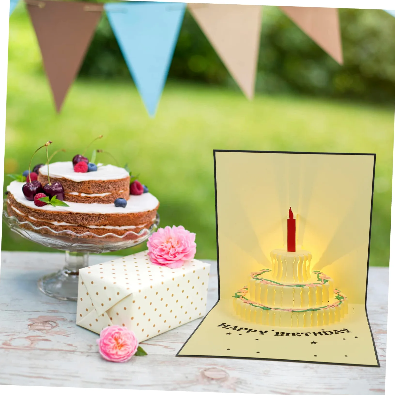 NUOBESTY 3pezzi Biglietto Compleanno Con Musica e Luce Augurale Creativa Per Festeggiamenti Originale Per Compleanno Con Design Elegante e Delicato Perfetta Per Sorprese Speciali
