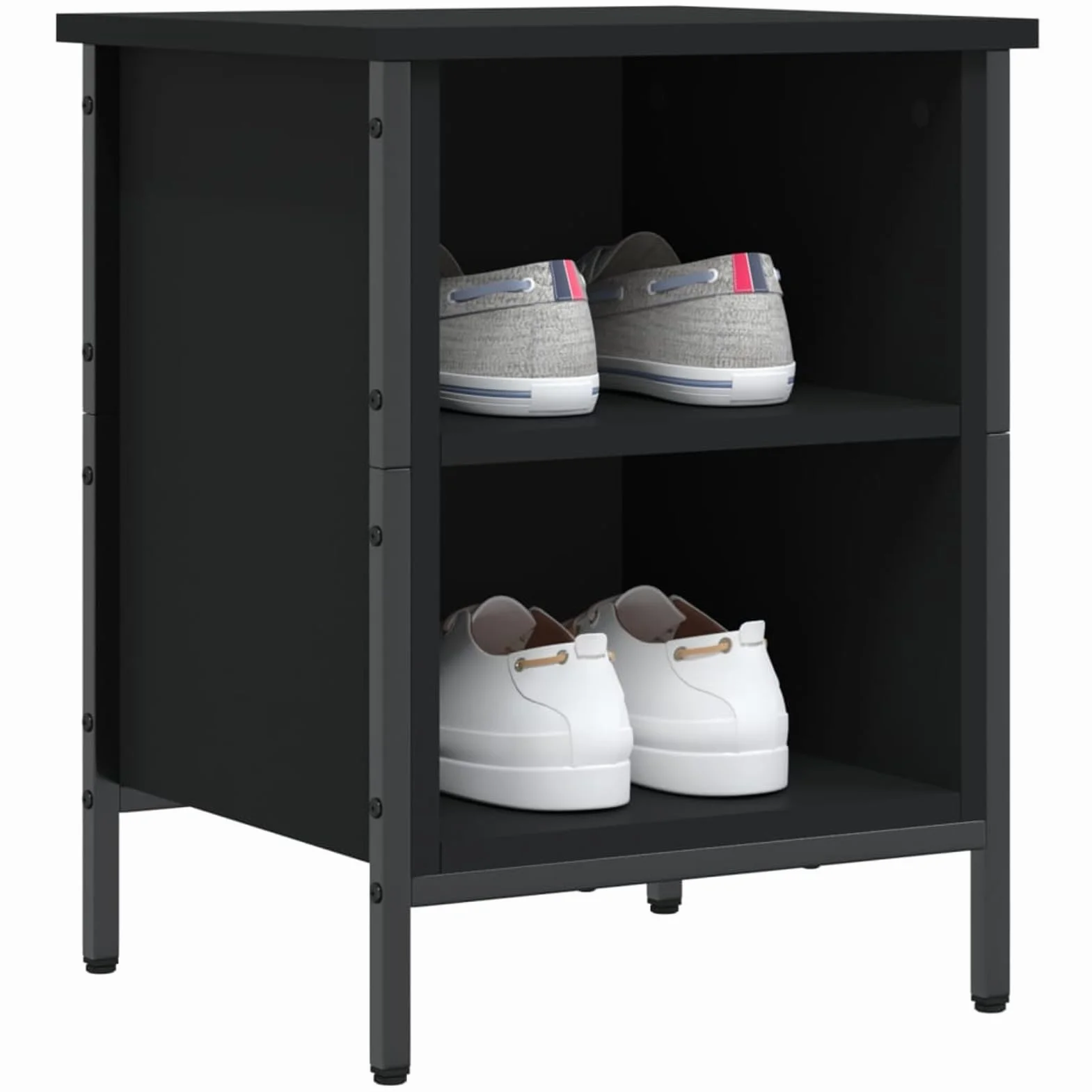 Rantry Scarpiera Nera 38x35x50 cm in Legno Multistrato, Scaffale Portascarpe Organizzatore per Scarpe Salvaspazio Stoccaggio Salva Spazio per Corridoio per Soggiorno Ufficio