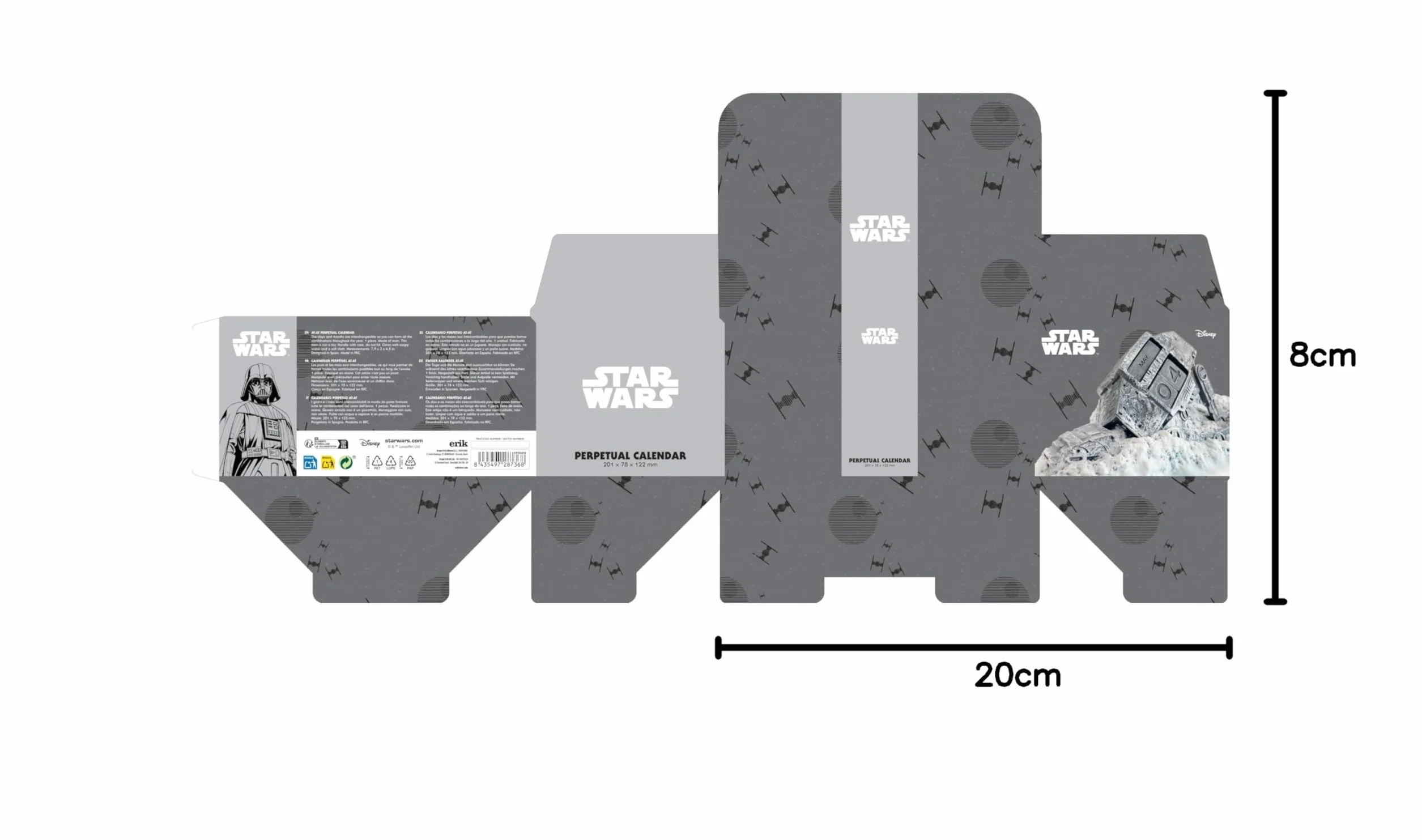 Grupo Erik Calendario Perpetuo Star Wars 3D - Calendario da Tavolo Perpetuo | Decorazione da Scrivania per Fans: Star War Gadget 20 x 8 x 12 cm