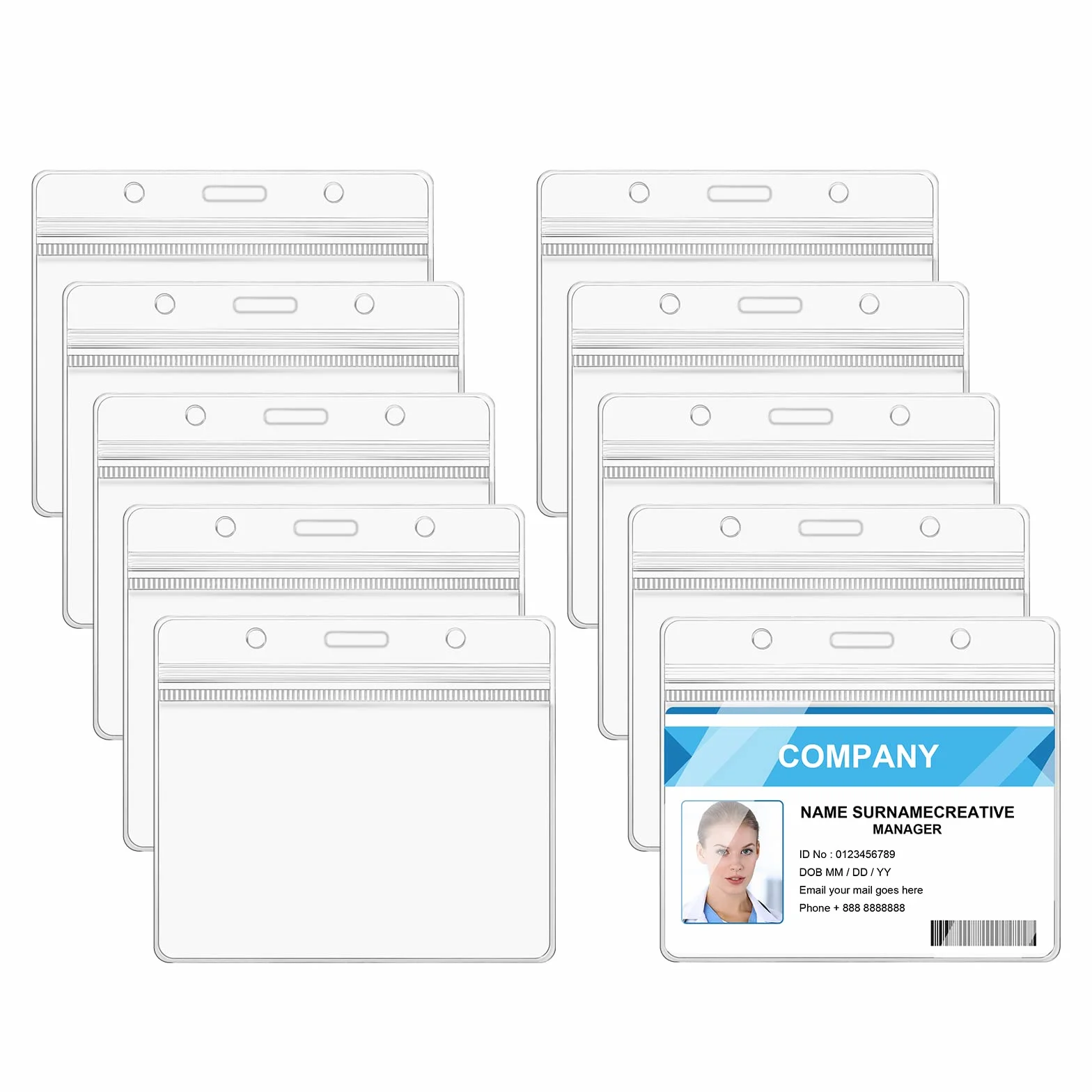 Vicloon Porta Badge PVC Impermeabile Trasparente 10 Pezzi per Fiere Scuole Conferenze