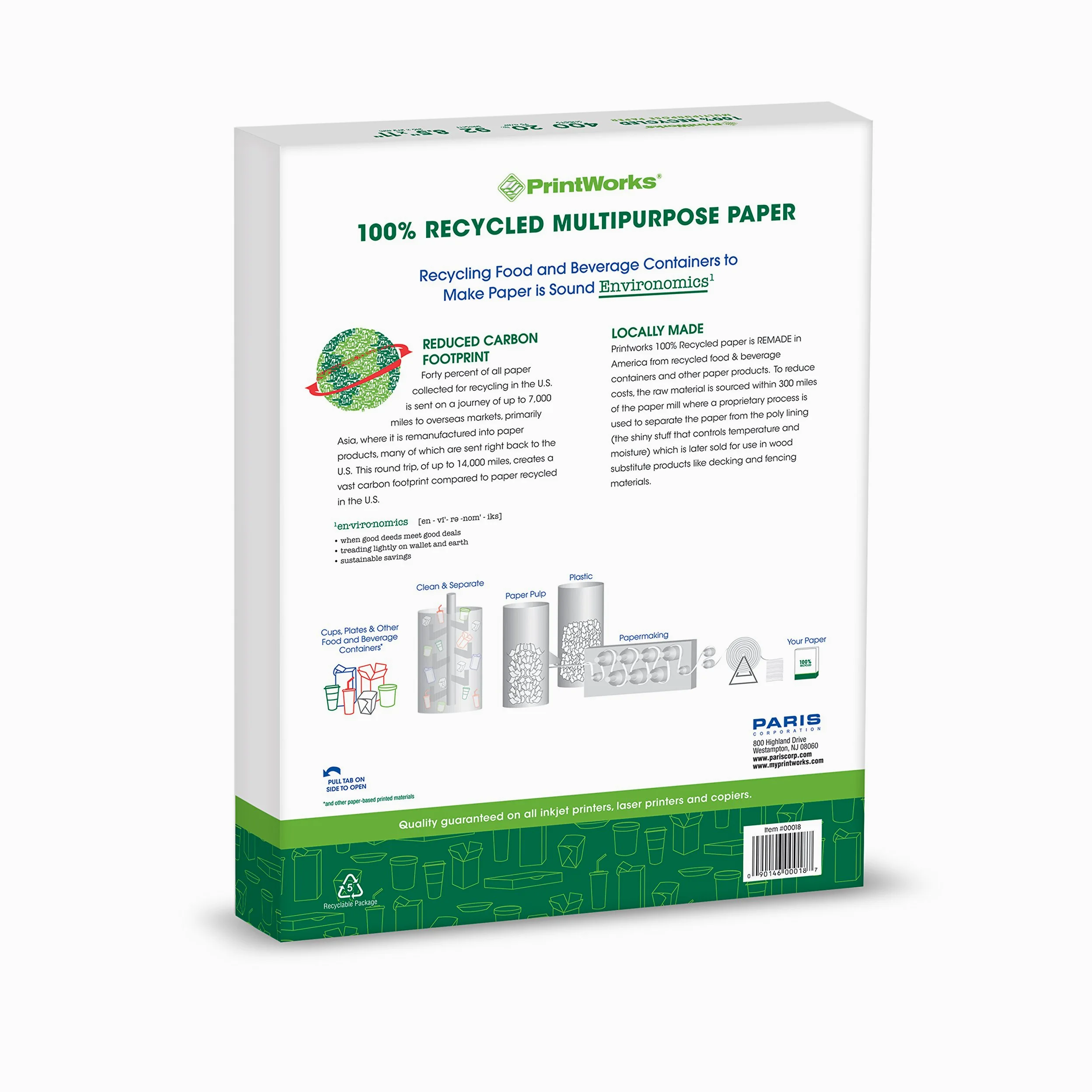 Printworks - Carta multiuso 100% riciclata 3 Reams: 1200 Sheets bianco