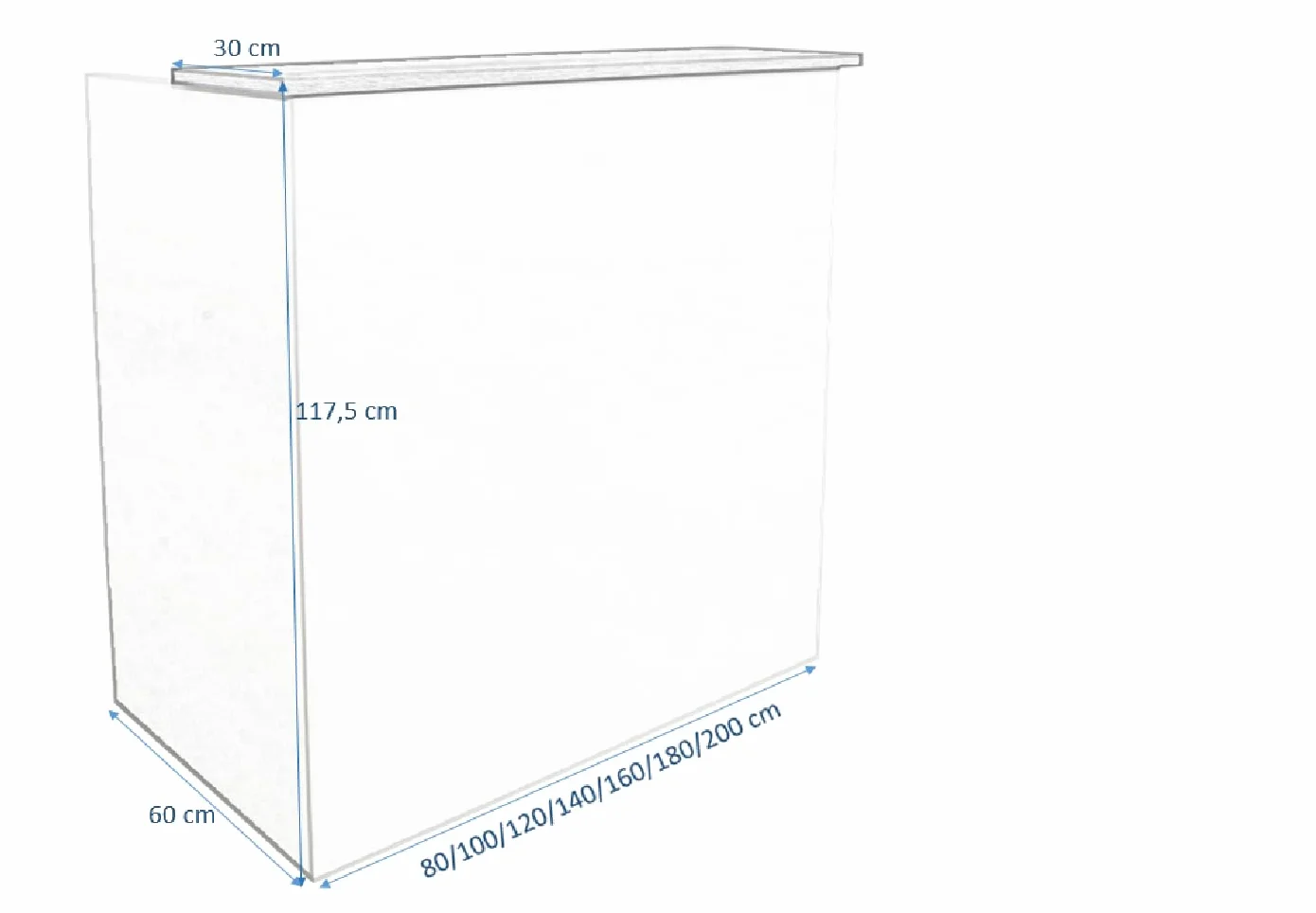Contatore Eros, Modello semplice. Tavolo da reception per ufficio e affari (160 cm di larghezza, bianco)