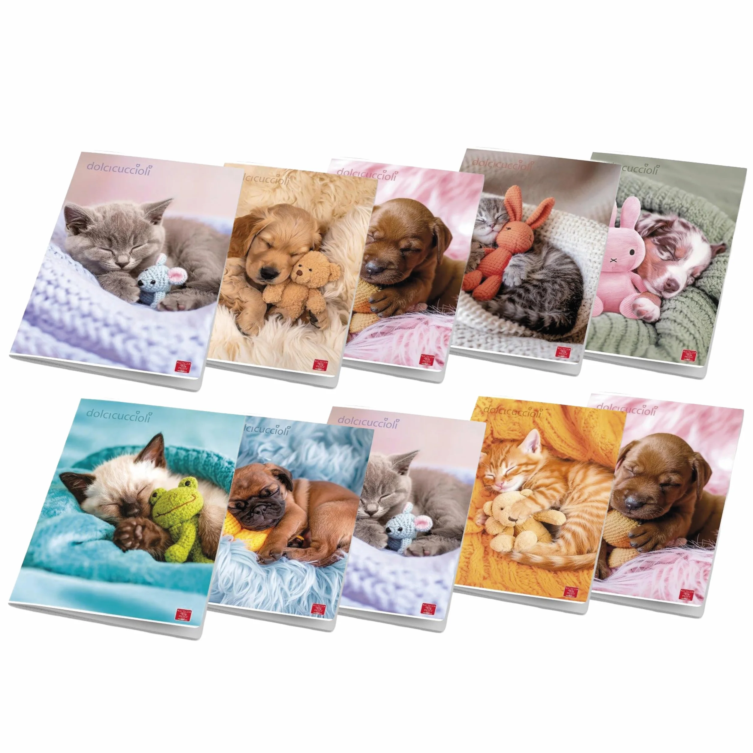 Pigna Maxi Quaderni A4 DOLCI CUCCIOLI 80+risguardo quadretto 5mm margine 10 sztuk