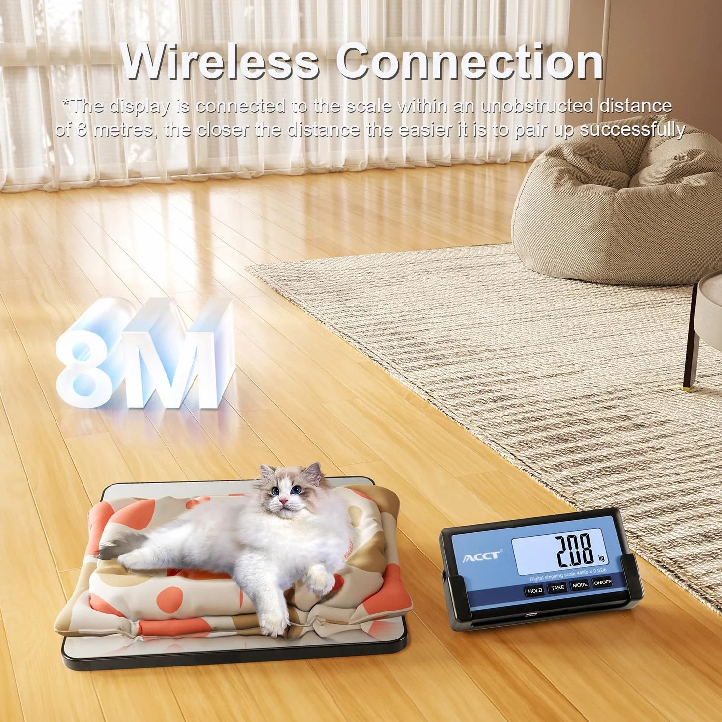Bilancia da lettera, 440 lb/0,35 oz ad alta precisione, bilancia postale, display LCD senza fili, funzione Hold/Tara, bilancia leggera per pacchetti/bagagli/animali, batteria inclusa