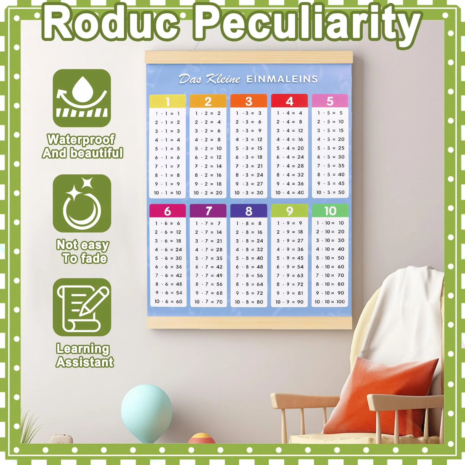 Poster di Apprendimento Tabelline per Bambini Strumenti di Formazione Supporto